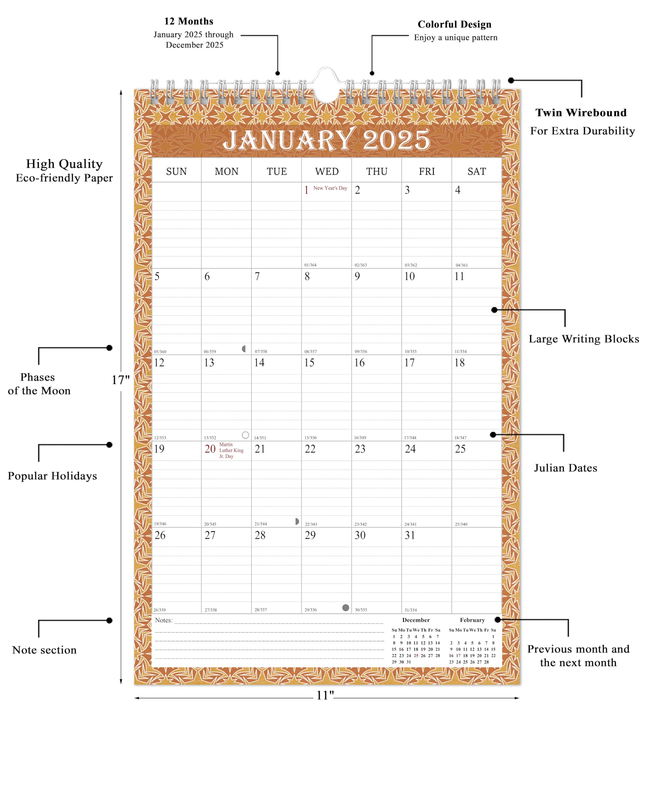 2025 Spiral-Bound Wall Calendar - 11
