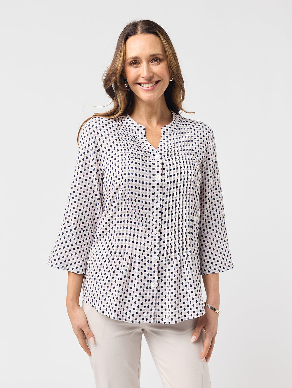 Nelia Women's 3/4 Sleeve Blouse - Comfortable Casual Tops for Work, Office & Everyday Wear | Flattering Fit & Breathable Fabric