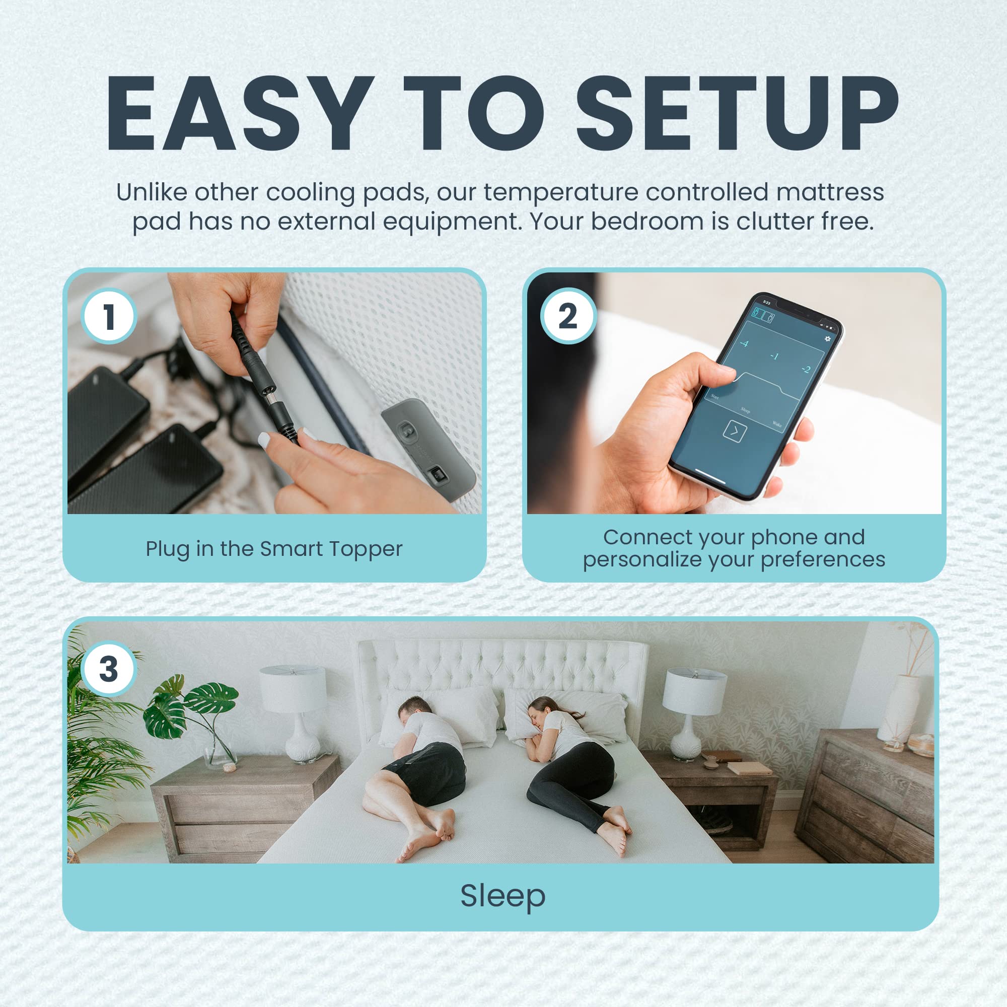 Smart Cooling Mattress Topper with Active Airflow - Temperature Regulating King Size Cooling Pad for Bed - Built-in Sensors & Comfortable Smart Bed Cooling System - Perfect for Hot Sleepers & Night Sweat Relief