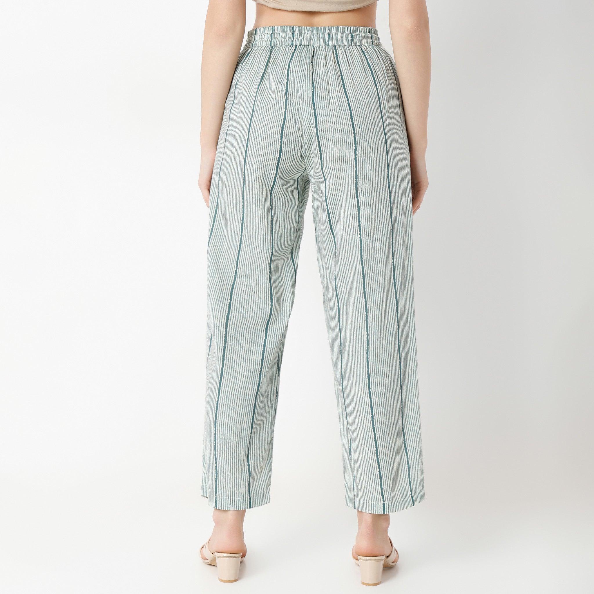 Women's Ankle Length Straight Fit Printed Pants - Casual Stretch Trousers for Work, Travel & Everyday Wear