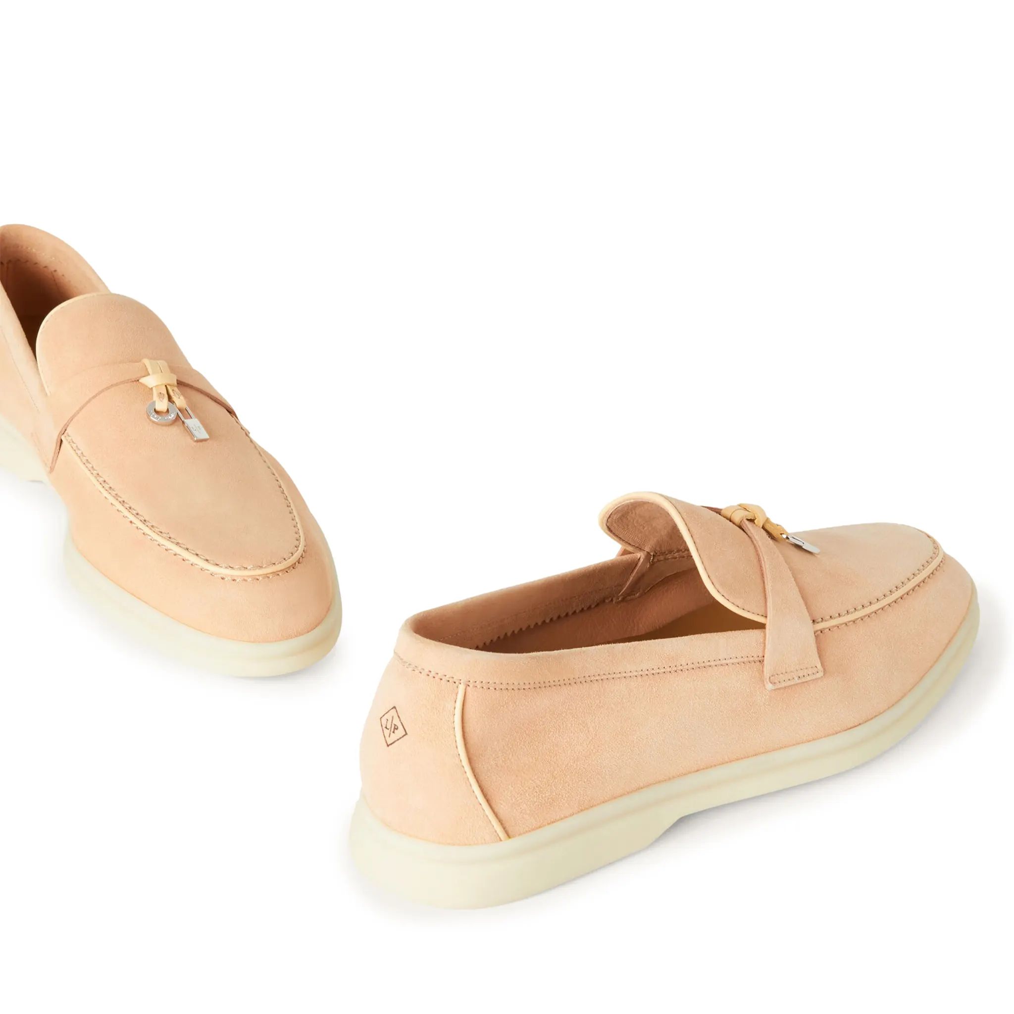 Loro Piana Women's Summer Walk Loafers - Soft Suede Goatskin Slip-On Shoes in Pink Reef | Comfortable Casual Footwear for Beach, Vacation & Everyday Wear