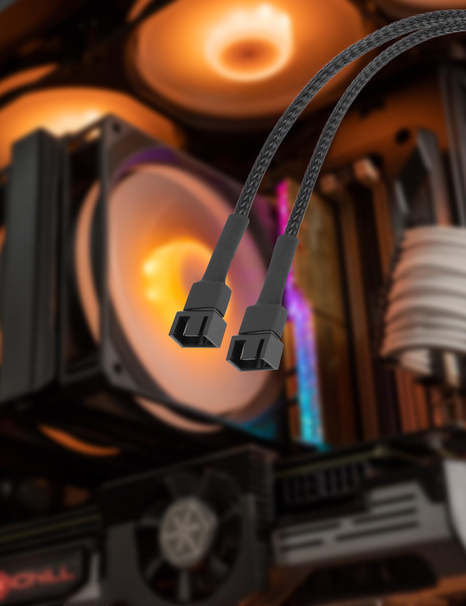 upHere Gaming PWM 2-Way 4-Pin Fan Splitter Cable - PC Fan Hub & Extension for Computer Case - 4 Pin/3 Pin Compatible (3 Pack) - Perfect for Custom PC Builds & Cooling System Upgrades