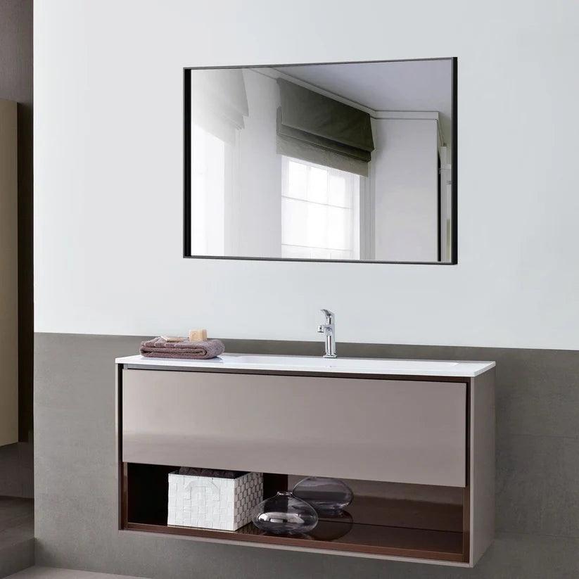 Sleek Modern Black Aluminum Framed Wall Mirror - Full Length Floor Mirror for Bedroom, Living Room & Entryway Decor