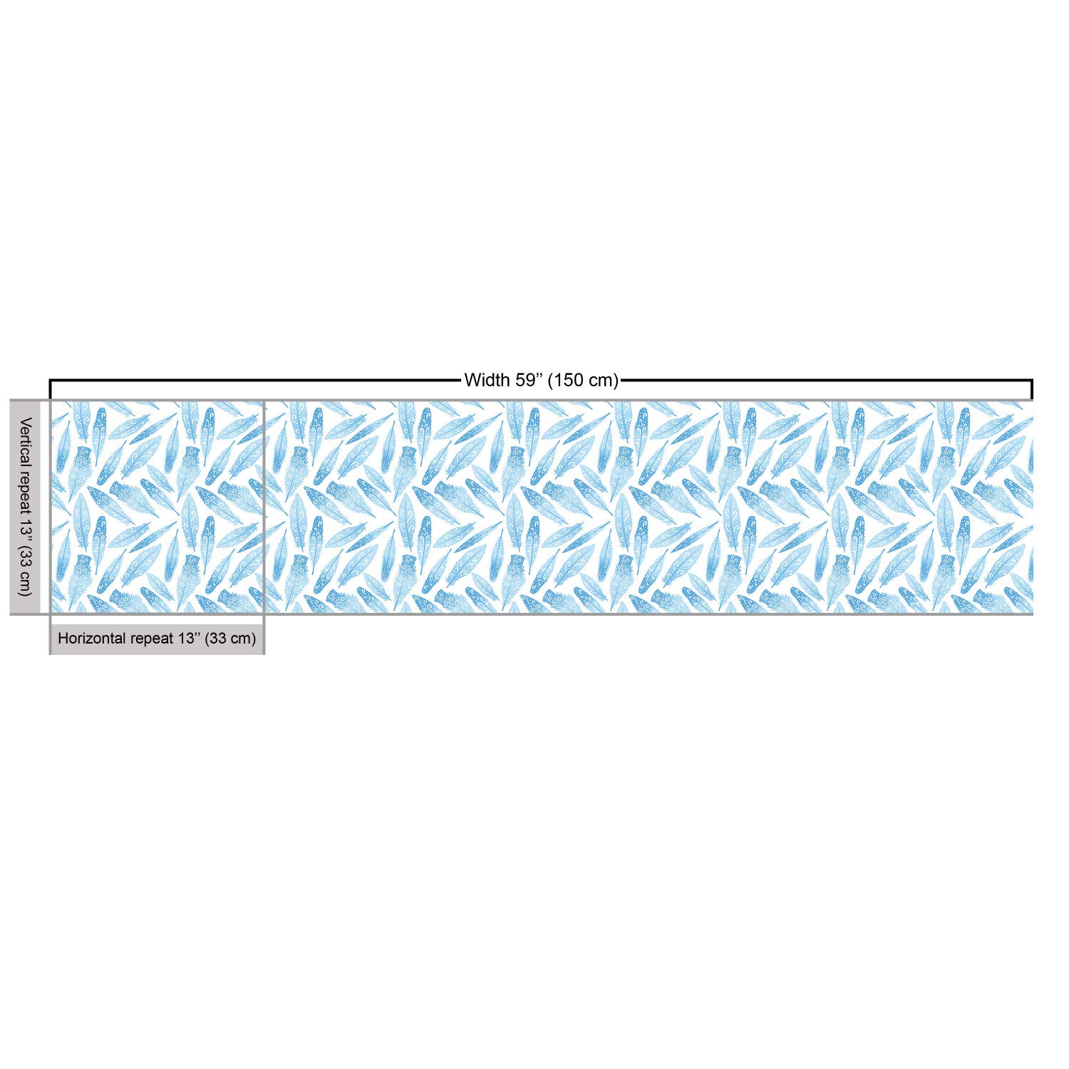 Ambesonne Feather Fabric by The Yard - Oriental Feather Pattern Upholstery Fabric for Sofa, Curtains & Home Decor - 10 Yards, Deep Sky Blue - Perfect for DIY Projects, Pillow Covers & Wall Hangings