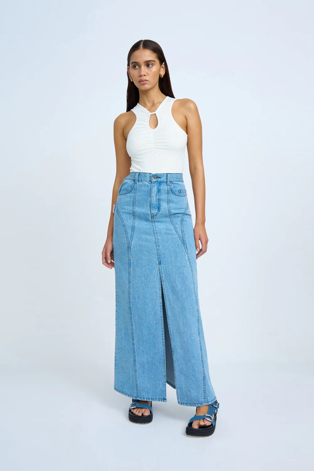 Blue Jean Beauty A-Line Skirt for Women | High Waist Denim Skirt | Casual & Chic Style | Perfect for Office, Date Night & Everyday Wear