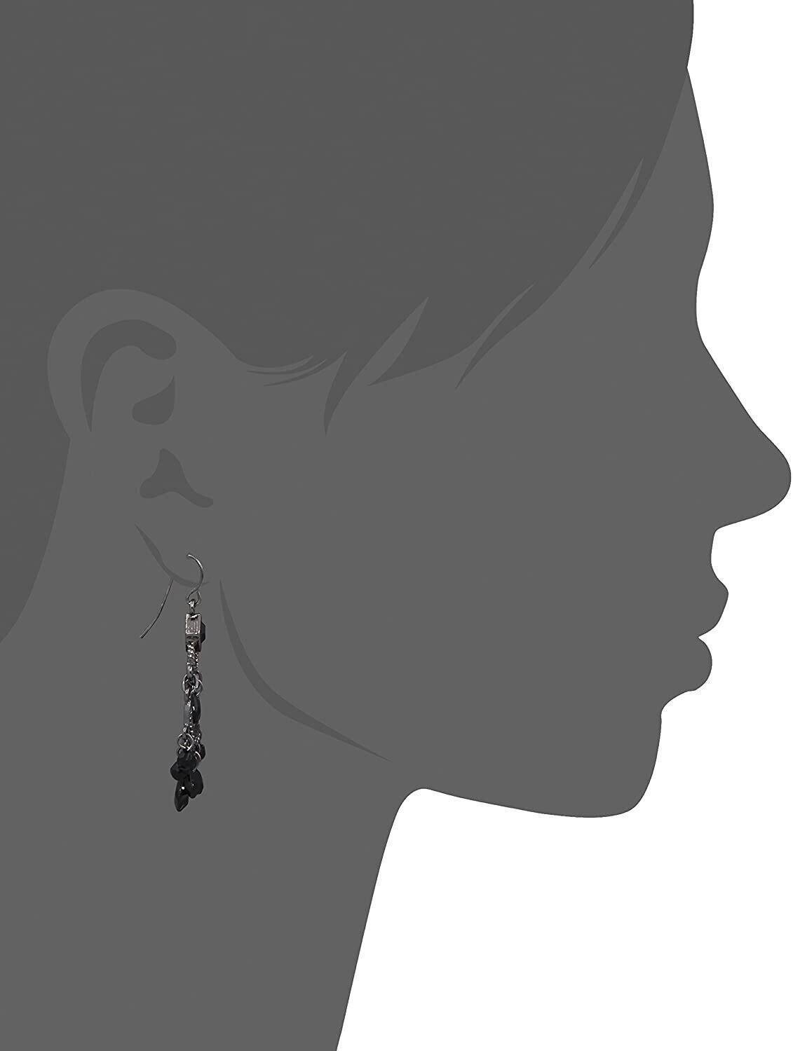 1928 Jewelry Black Crescent Briolette Chandelier Earrings - Elegant Dangle Earrings for Women, Perfect for Evening Parties, Weddings & Special Occasions