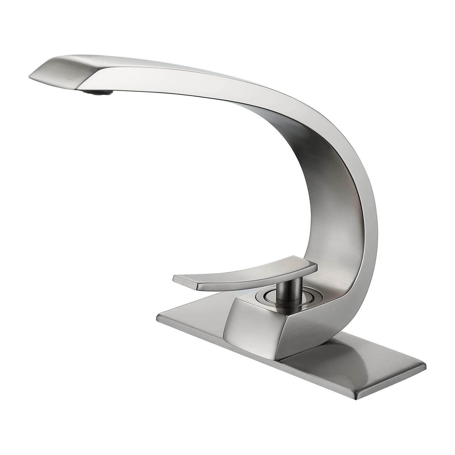 1 Hole Brushed Nickel Bathroom Sink Faucet - Single Handle 6-inch Deckplate Bathroom Faucet for Vanity Sink | Perfect for Modern Bathroom & Powder Room Renovations