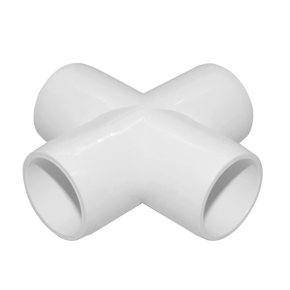 1/2 Inch Cross PVC Fitting 4-Way Connector - Furniture Grade Corner Joints for DIY Furniture, Greenhouse, Shed, Tent & Pipe Connections - Durable Plastic Construction (Pack of 8) - Perfect for Home Improvement Projects & Outdoor Structures
