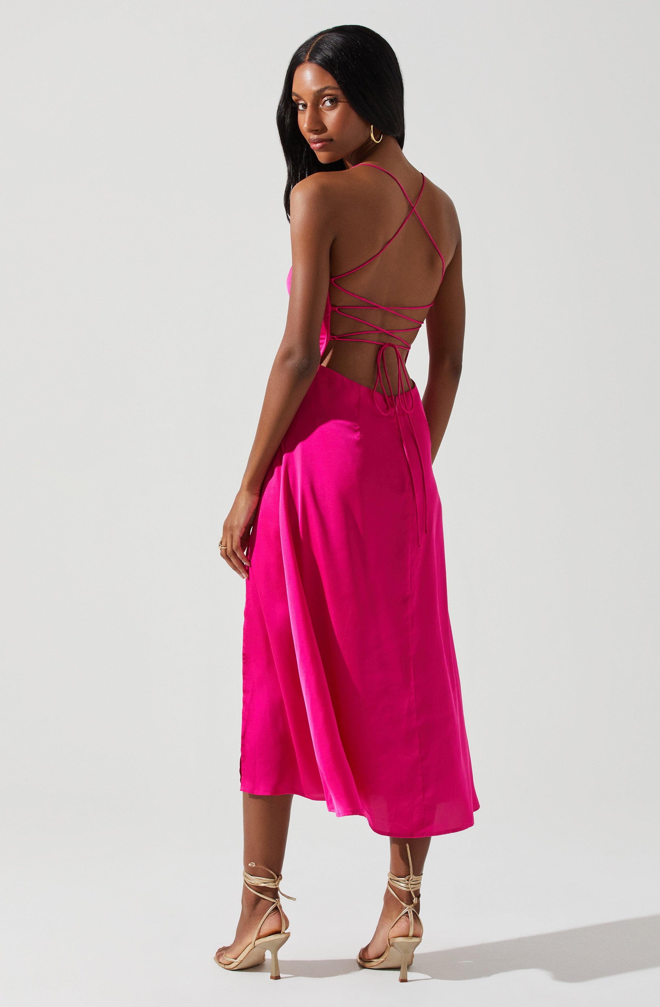 Gala Bustier Cross Strap Midi Dress - Women's Elegant Bodycon Party Dress for Cocktail, Wedding & Evening Events