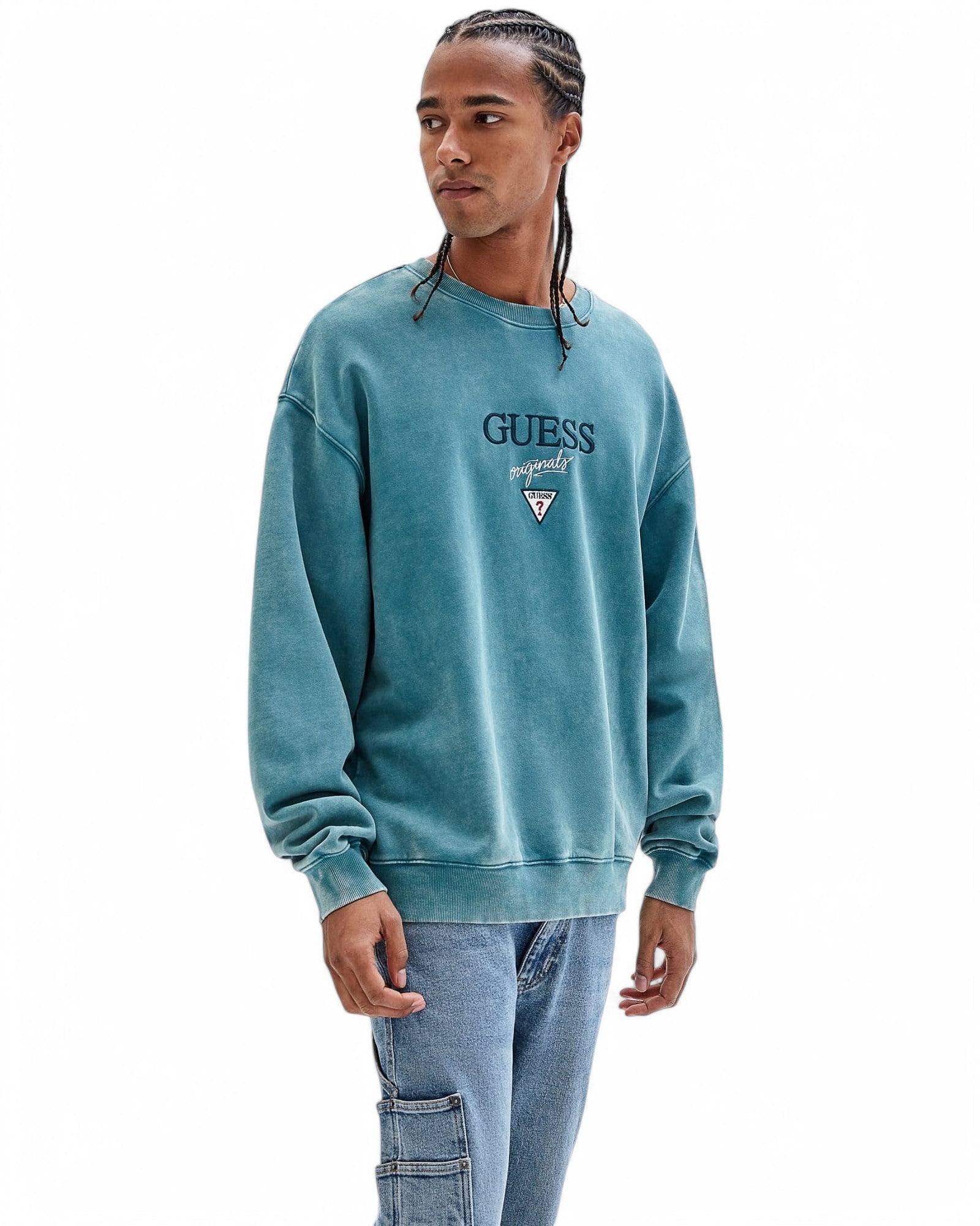 GUESS Originals Baker Logo Crewneck Sweatshirt for Men & Women | Soft Cotton Pullover Hoodie | Casual Streetwear Fashion | Perfect for Everyday Wear & Outfits