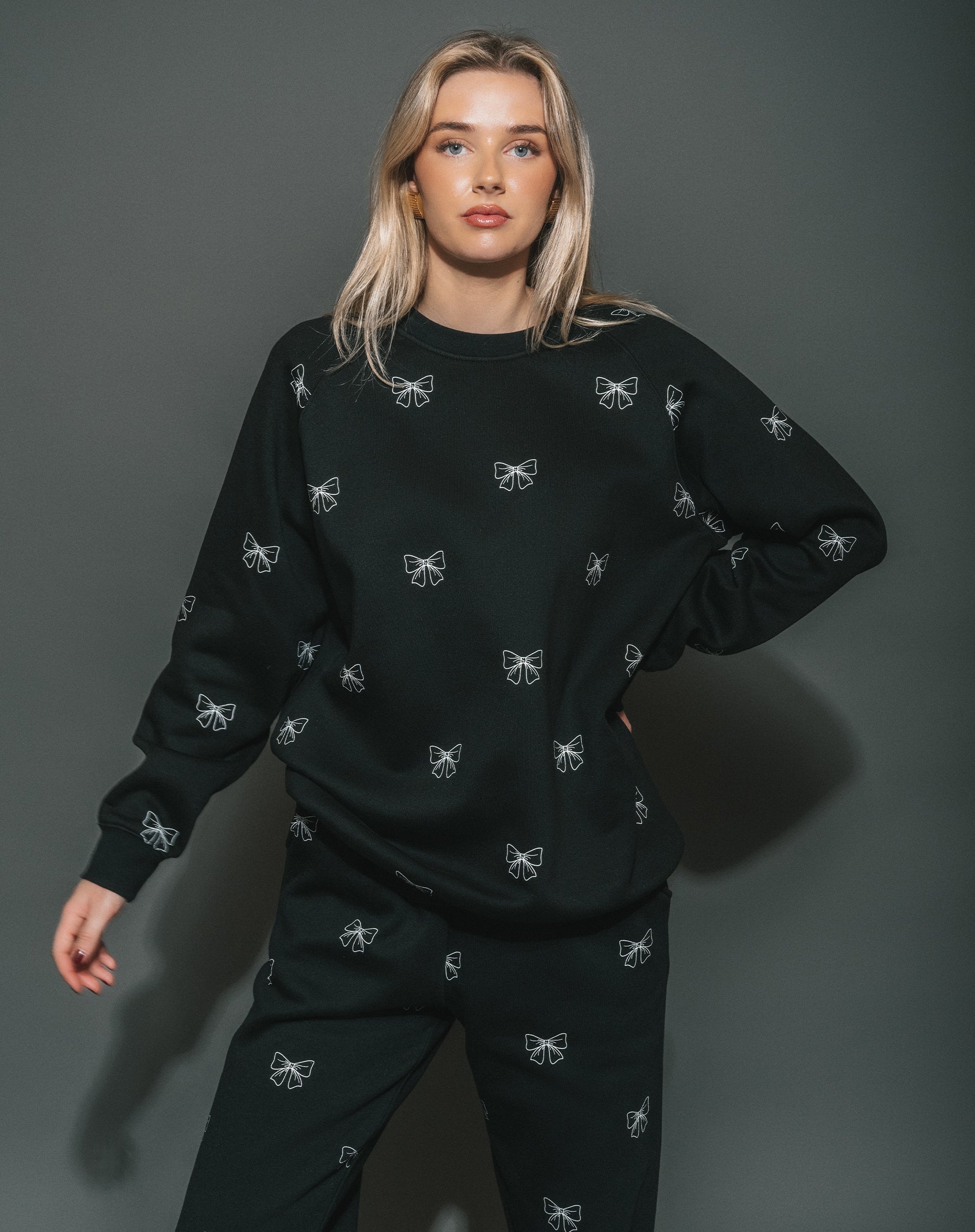 Brunette The Label All Over Bow Sister Crew - Trendy Matching Outfits for Sisters & Best Friends | Perfect for Family Photos, Birthday Parties & Special Occasions