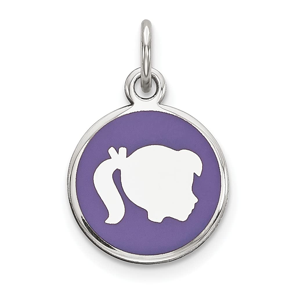 925 Sterling Silver Purple Enamel Girl Head Charm Necklace - Engravable Pendant Jewelry for Women, Gift for Her - Perfect for Birthdays, Anniversaries & Special Occasions