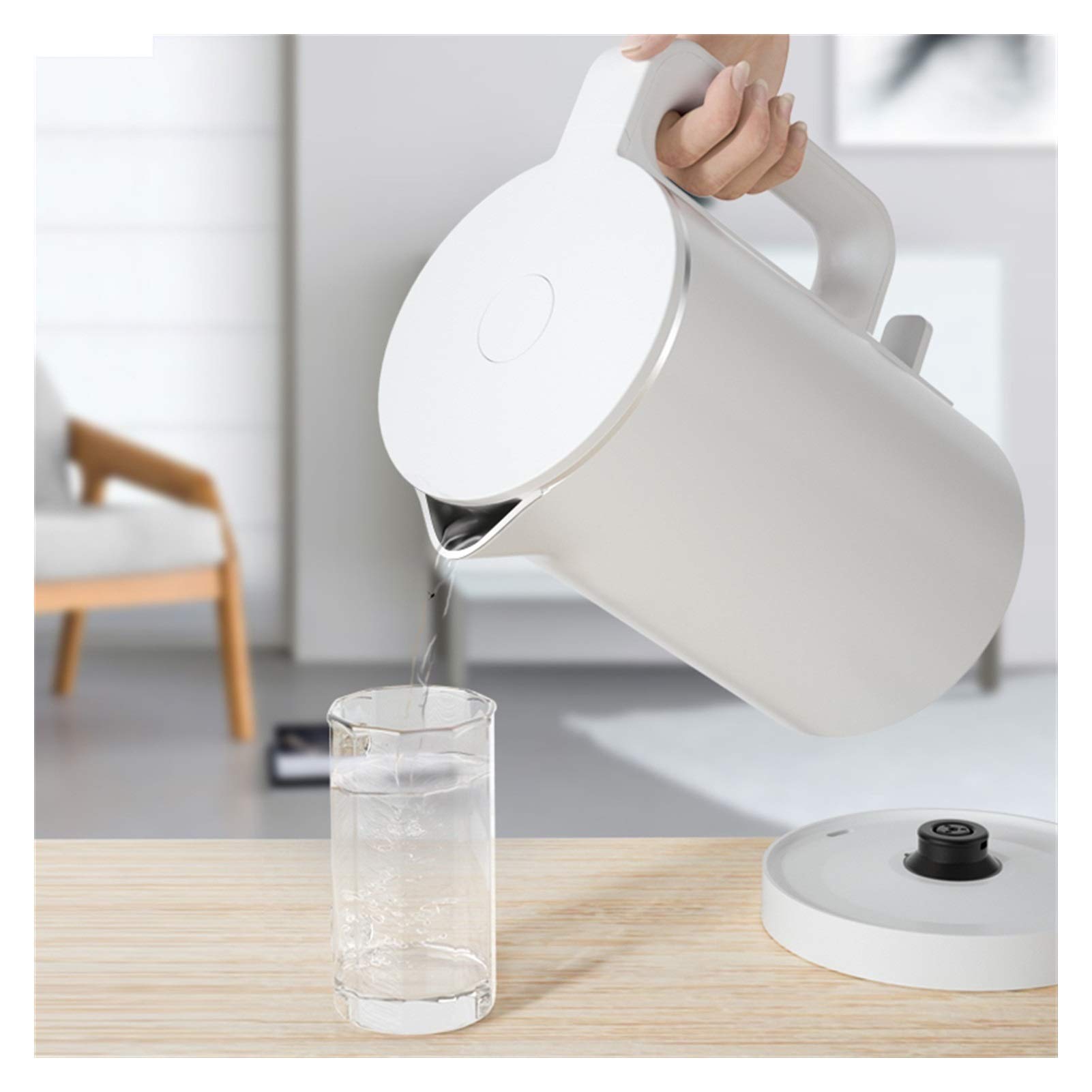 1.7L Fast Boiling Stainless Steel Electric Kettle - Smart & Energy Efficient for Home, Office, Dorm - White (Perfect for Tea, Coffee & Instant Meals)