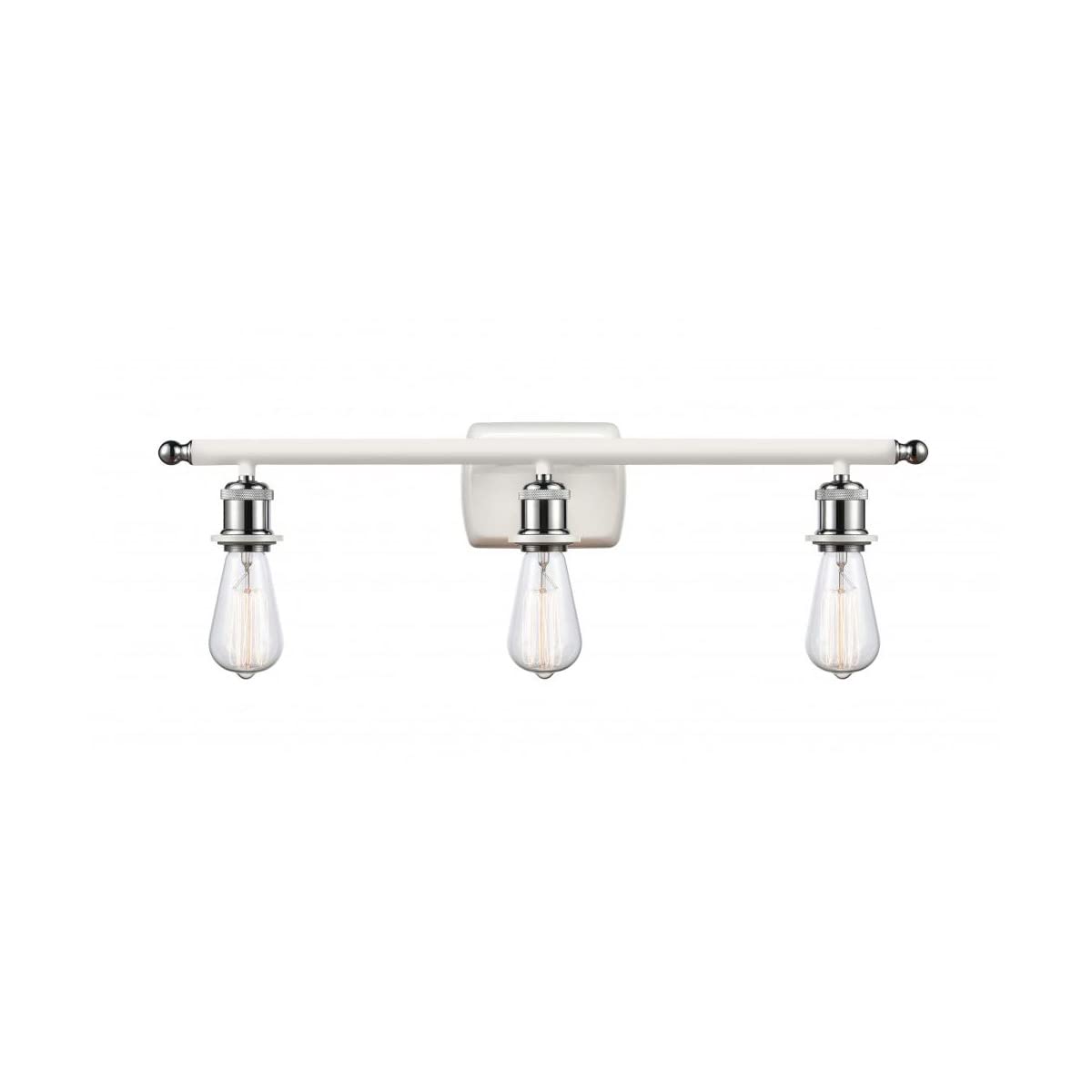 Innovations 516-3W-WPC-LED 3-Light Bathroom Vanity Light Fixture - White & Polished Chrome - Ballston Collection - Perfect for Modern Bathroom Lighting and Makeup Mirror Illumination