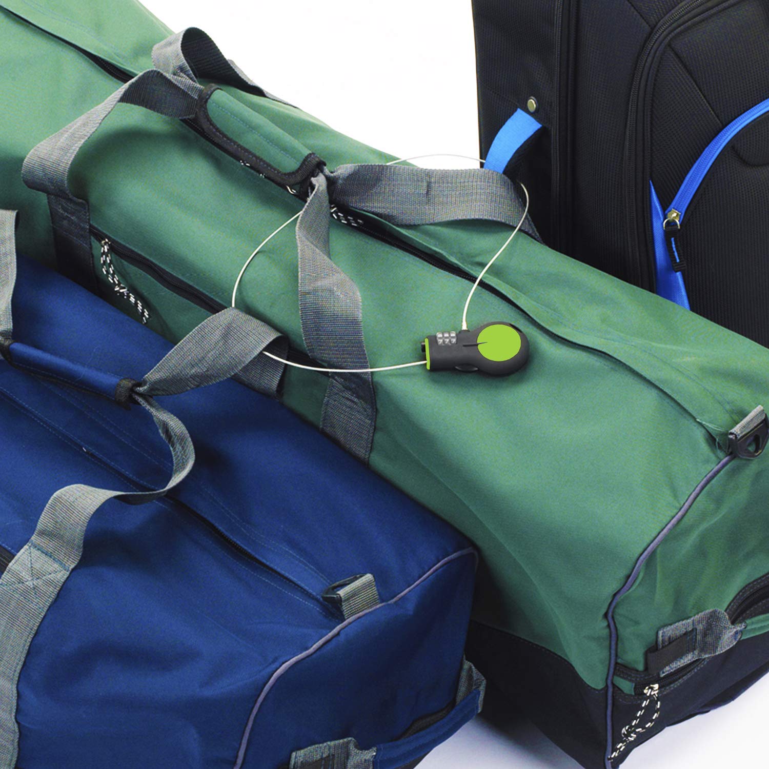 Lewis N. Clark TSA Approved Cable Luggage Lock with Combination - 30-inch Retractable Steel Bike & Travel Lock (Green) | Secure Suitcases, Backpacks & Bicycles for Airports, Commuting & Outdoor Adventures