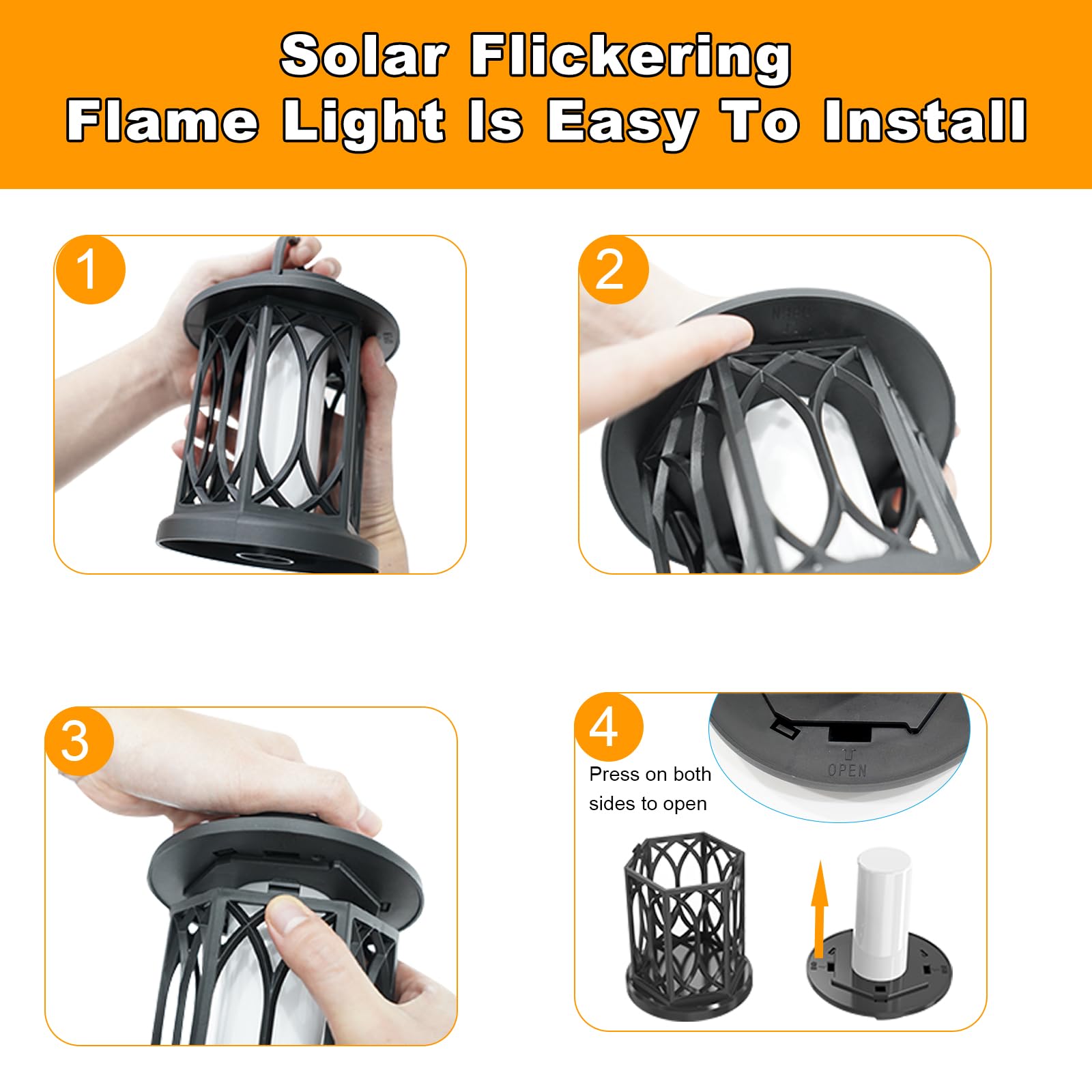 Flickering Solar Lanterns Outdoor Waterproof - 2 Pack Hanging Solar Lights for Garden, Patio, Yard, Porch & Tabletop Decor | Perfect for Camping, BBQ Parties & Romantic Ambience