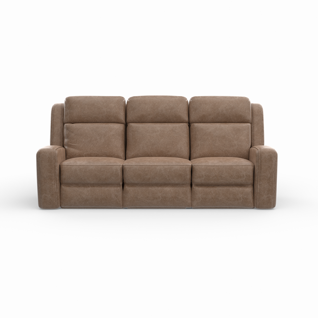 Mason Power Reclining Sofa - 3-Seater Electric Recliner Couch with USB Charging & Cup Holders, Modern Faux Leather Living Room Furniture for Home Theater & Family Relaxation