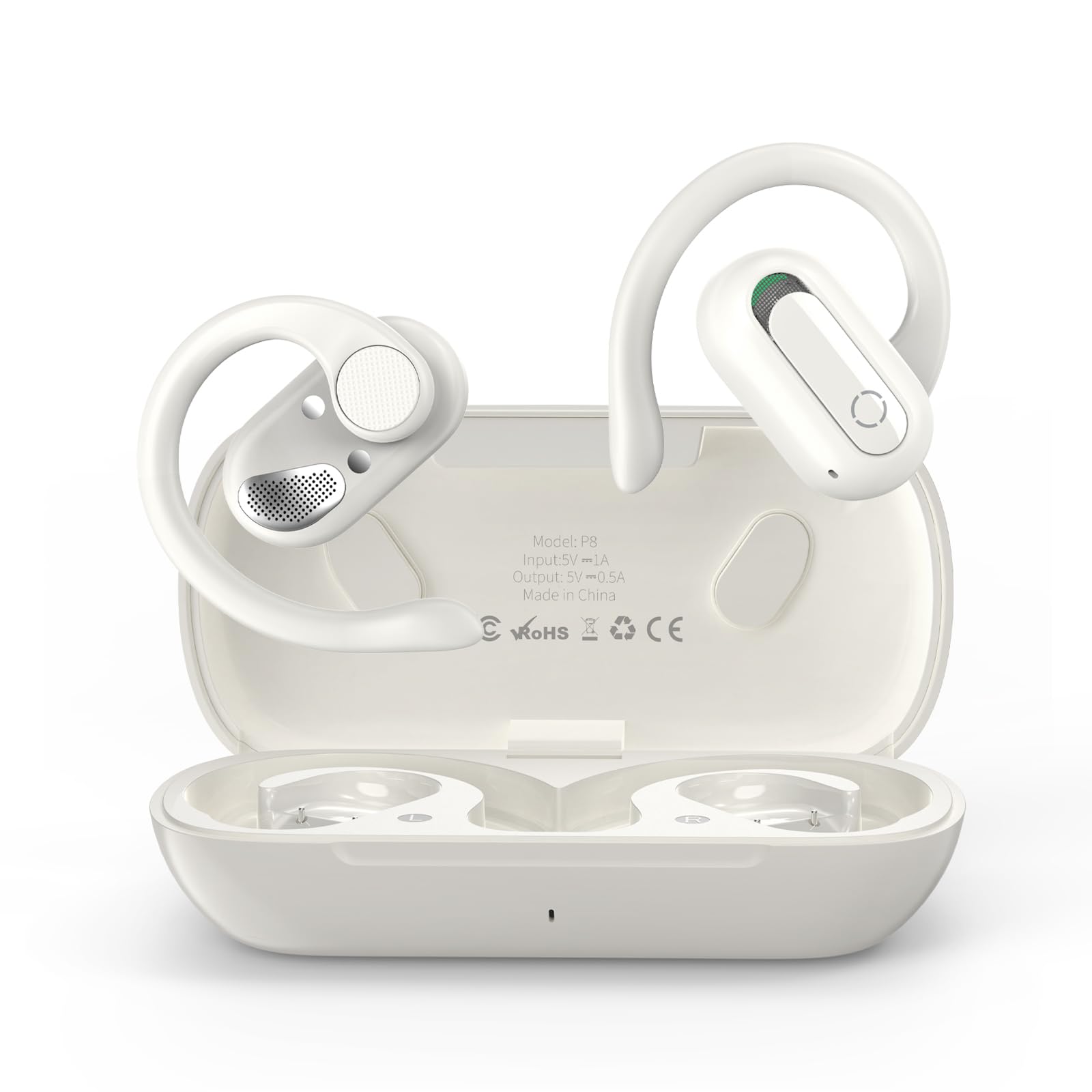 Open Ear Bluetooth 5.3 Wireless Earbuds for iPhone & Android - Rotatable Earhooks, Deep Bass, IPX7 Waterproof Headphones for Sports, Running, Cycling & Workouts - Perfect for Gym, Outdoor Activities & Office Use