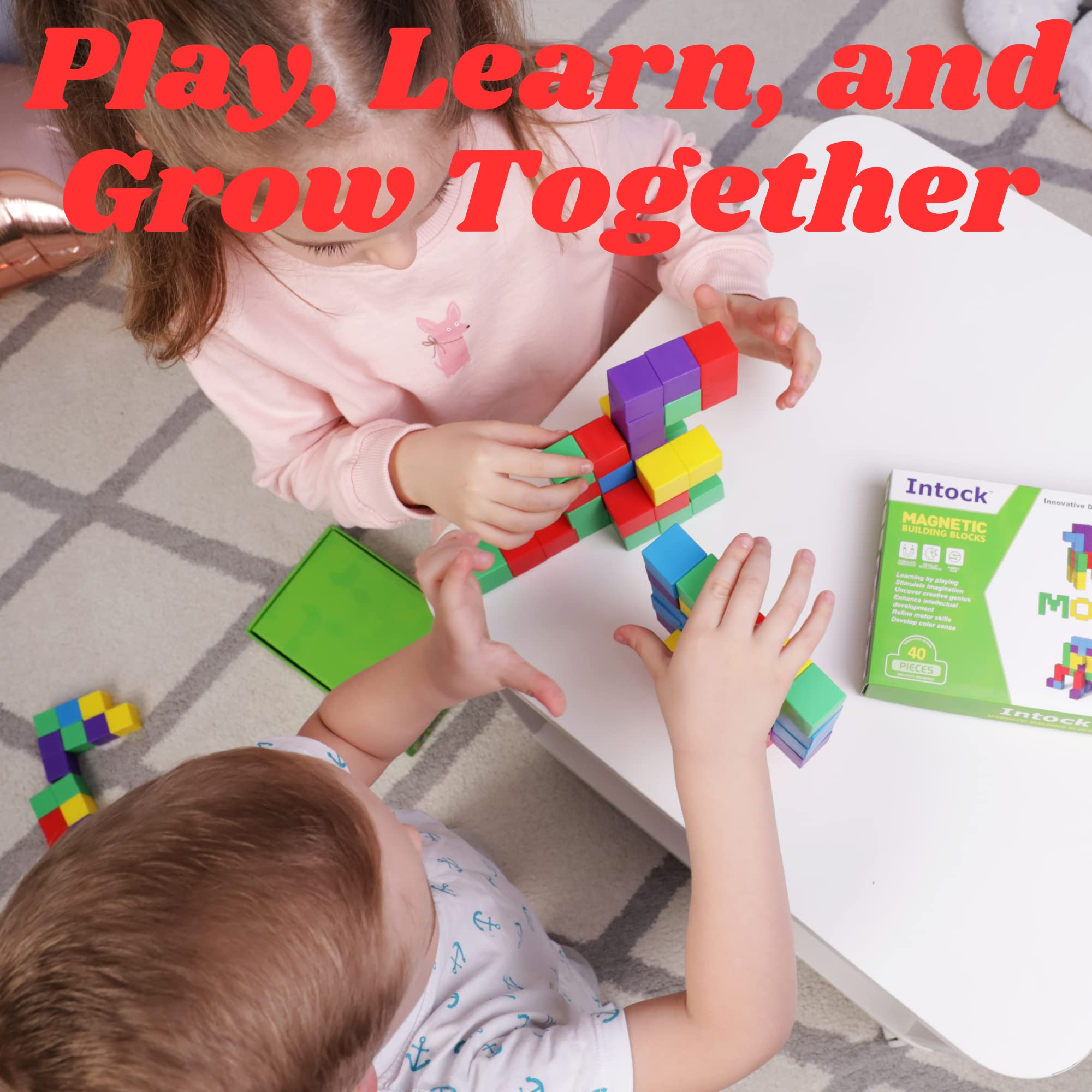 **Best Magnetic Building Blocks for Kids - 40-Piece Educational STEM Toys, Award-Winning Sensory & Autism-Friendly Magnetic Cubes - Perfect for Creative Play, Learning & Therapy**
