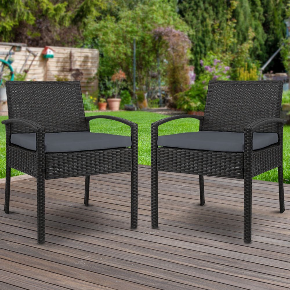 2-Piece Outdoor Dining Chairs Set - Weather-Resistant Rattan Patio Furniture with Cushions - Perfect for Backyard, Garden, Poolside & Balcony Relaxation
