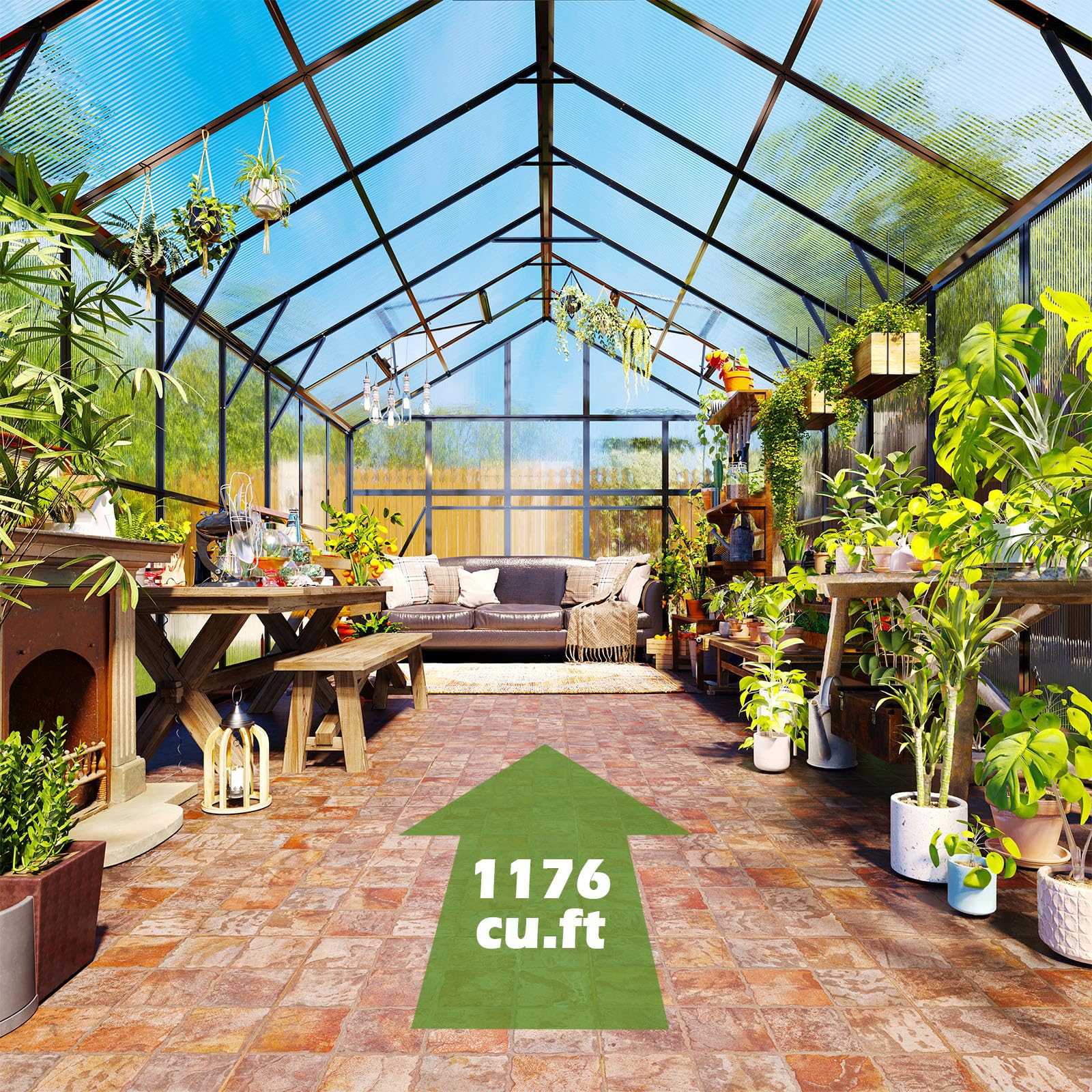 AMERLIFE 10x14x8.4 FT Polycarbonate Greenhouse Kit with 4 Roof Vents & Rain Gutter - Heavy Duty Aluminum Frame for Outdoor Gardening, Backyard, Patio - Perfect for Growing Vegetables, Flowers & Plants Year-Round