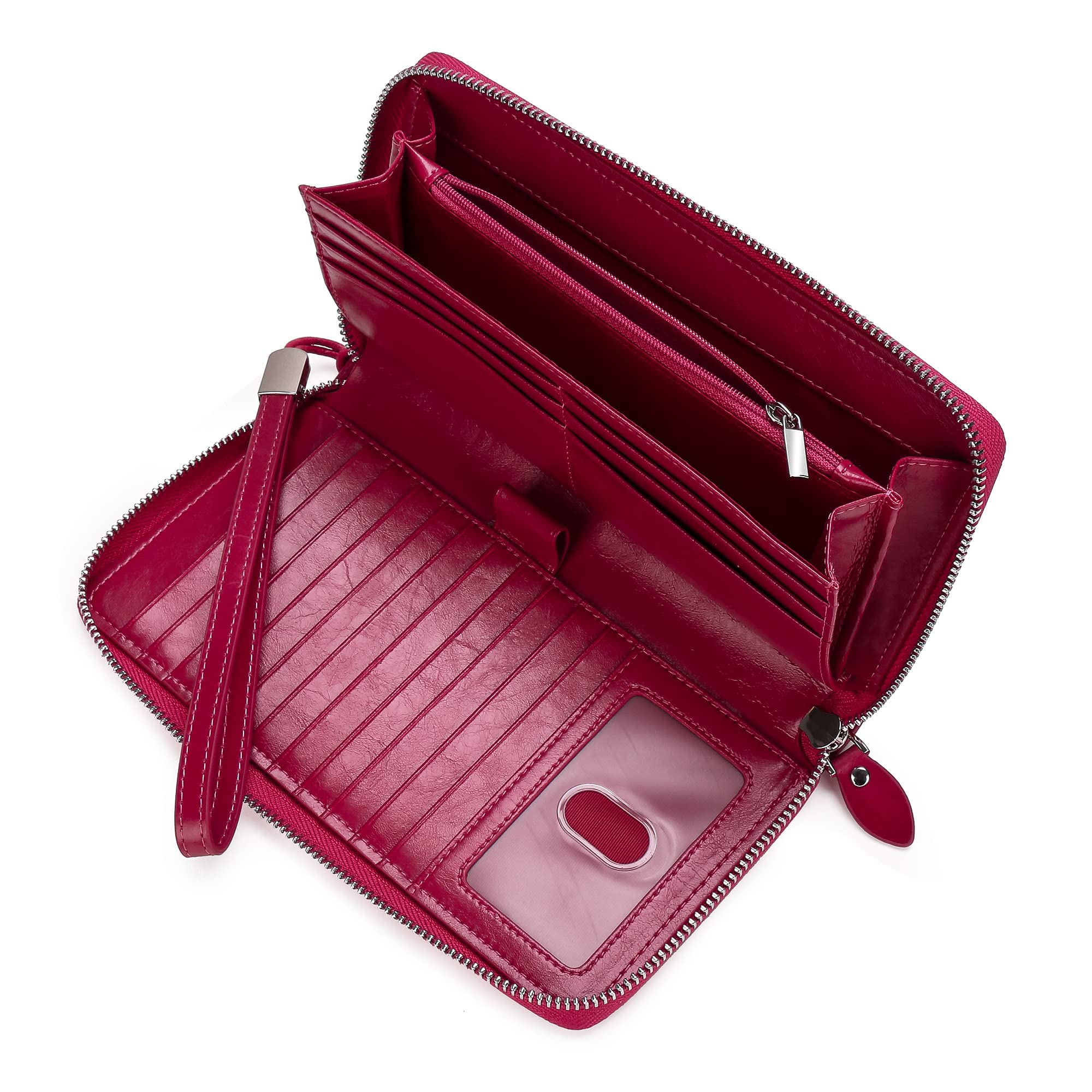 Women's RFID Blocking Leather Wallet - Large Capacity Zipper Wristlet Bag for Travel, Shopping & Everyday Use | Premium RFID Protection for Credit Cards & Passports