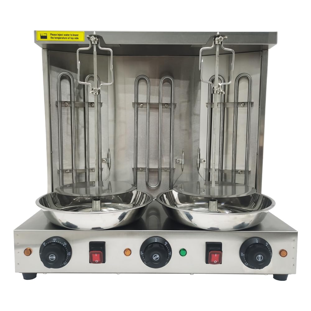 110V 3.6KW Commercial Electric Shawarma Machine with 3 Burners - Vertical Kebab Grill for Gyro, Turkish BBQ & Doner - Perfect for Restaurants, Food Trucks & Catering Events