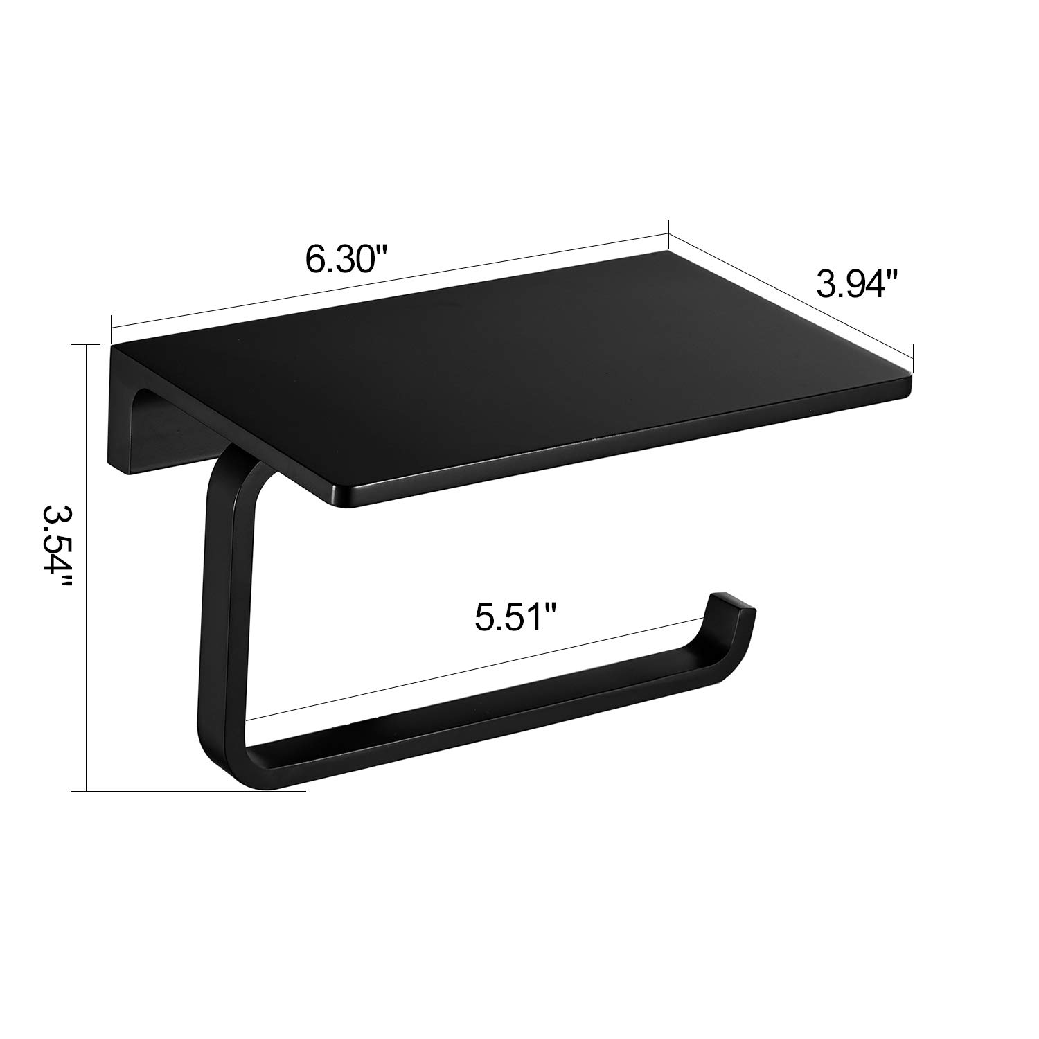Premium Matte Black Toilet Paper Holder - Solid Brass Bathroom Tissue Roll Holder with Phone Storage | Hotel Style Design for Modern Bathrooms, Powder Rooms & Guest Baths