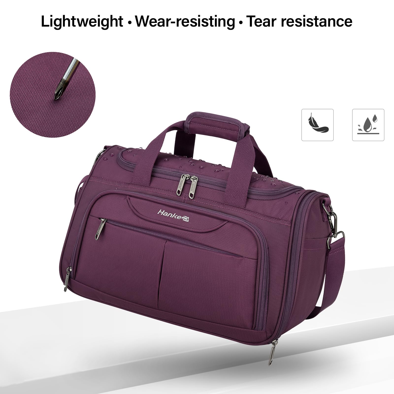 Hanke Foldable Underseat Carry-On Luggage Bag for Women & Men - Lightweight Softside Travel Tote Bag - Perfect Personal Item for Flights, Crew & Overnight Trips (Purple) | Ideal for Business Travel, Weekend Getaways & Airplane Cabin Storage