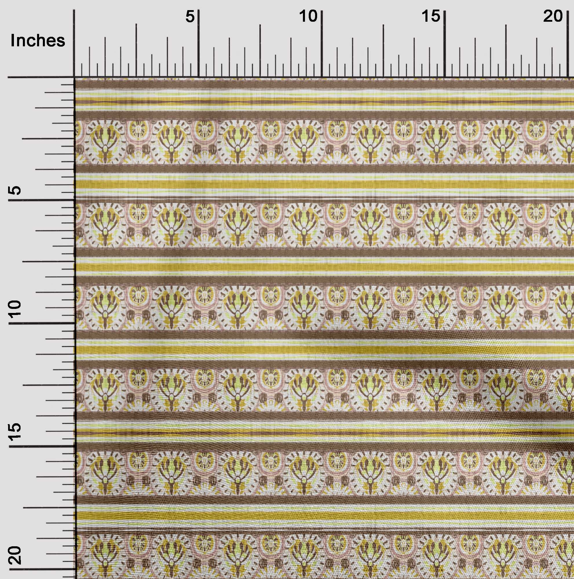 oneOone Polyester Spandex Yellow Asian Ornamental Tile Printed Fabric - 56 Inch Wide for Sewing, Crafts & DIY Projects | Perfect for Upholstery, Curtains, Home Decor & Fashion Design
