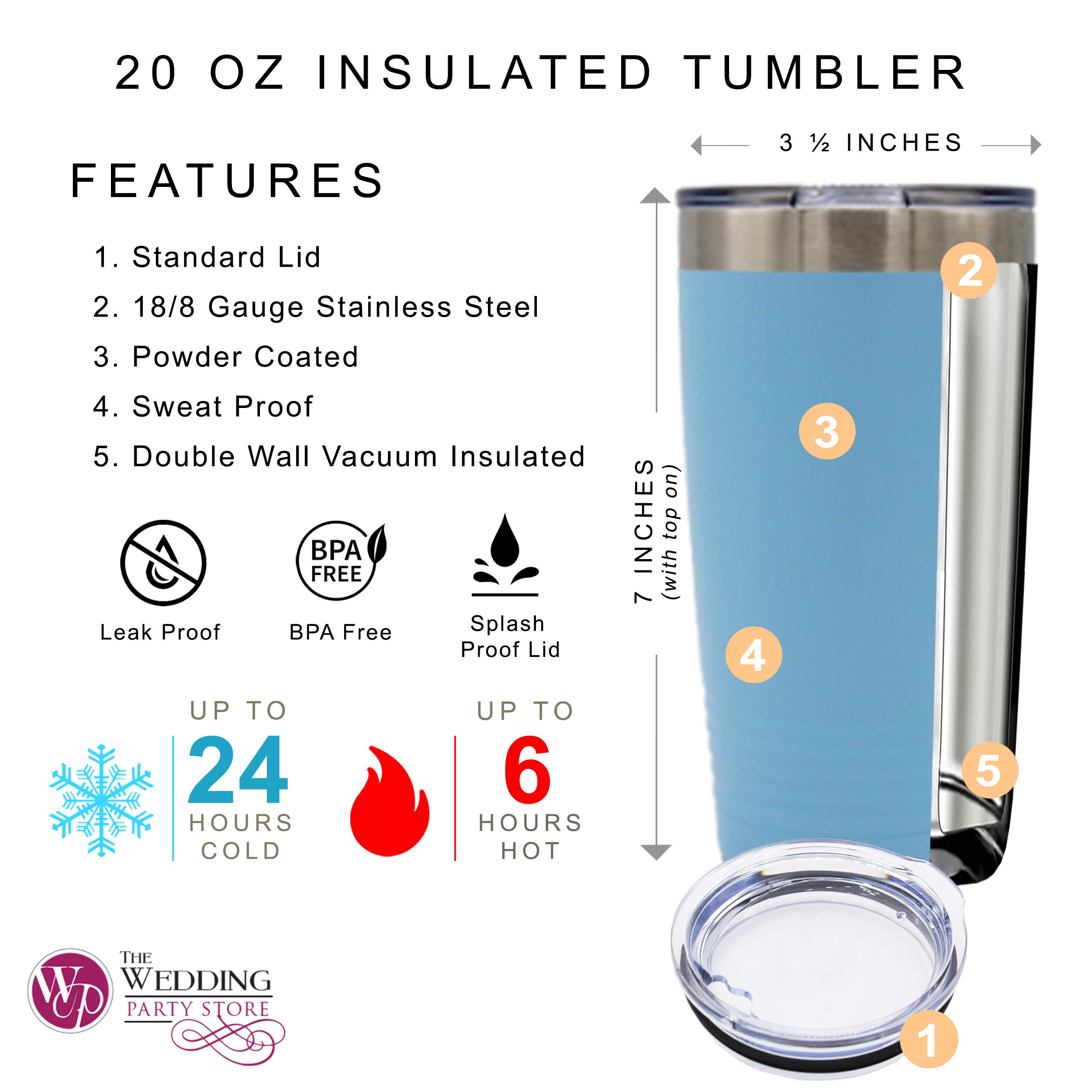 Personalized Stainless Steel Travel Tumbler 20oz - Custom Engraved Vacuum Insulated Double Wall Cup - Carolina Blue - Perfect for Coffee, Tea & Cold Drinks On The Go