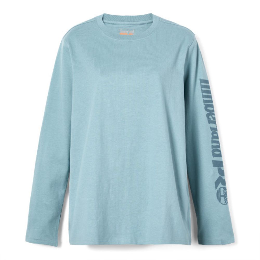 Timberland PRO® Women's Cotton Core Long Sleeve T-Shirt - Comfortable Workwear & Outdoor Shirt (Blue) | Perfect for Construction, Hiking & Casual Wear