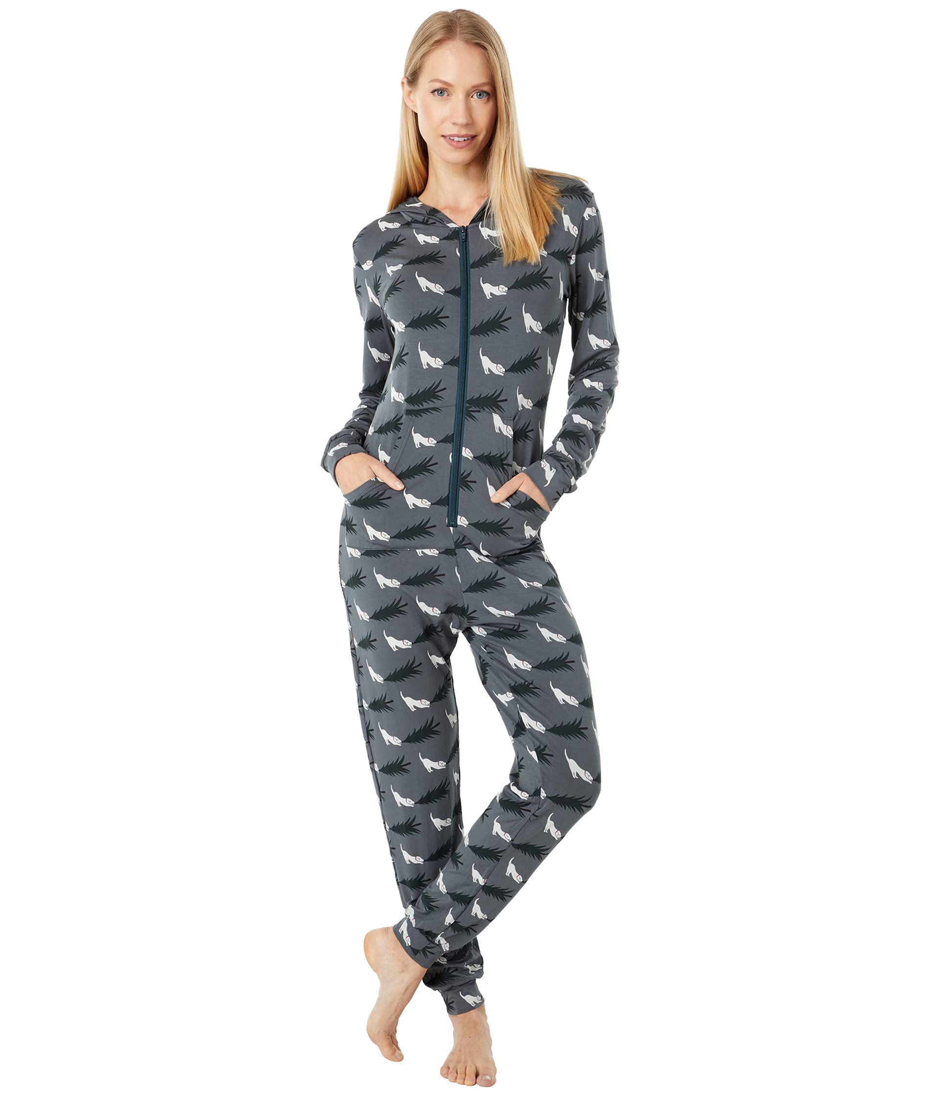 KICKEE Women's Soft Hooded Long Sleeve Jumpsuit - Floral Print Loungewear Set for Women, Comfortable Lounge Outfit for Home, Yoga & Family Matching Pajamas