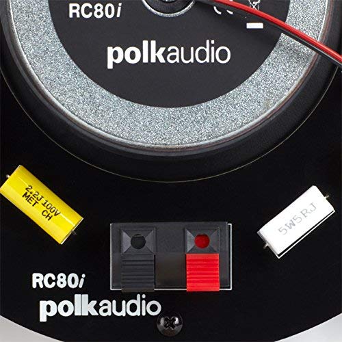 Polk Audio RC80i 2-Way Premium 8-Inch In-Ceiling Speakers (Pair) - White Paintable Grille for Bathroom, Kitchen & Outdoor Use - Certified Renewed for Indoor/Outdoor Installation in Damp & Humid Areas