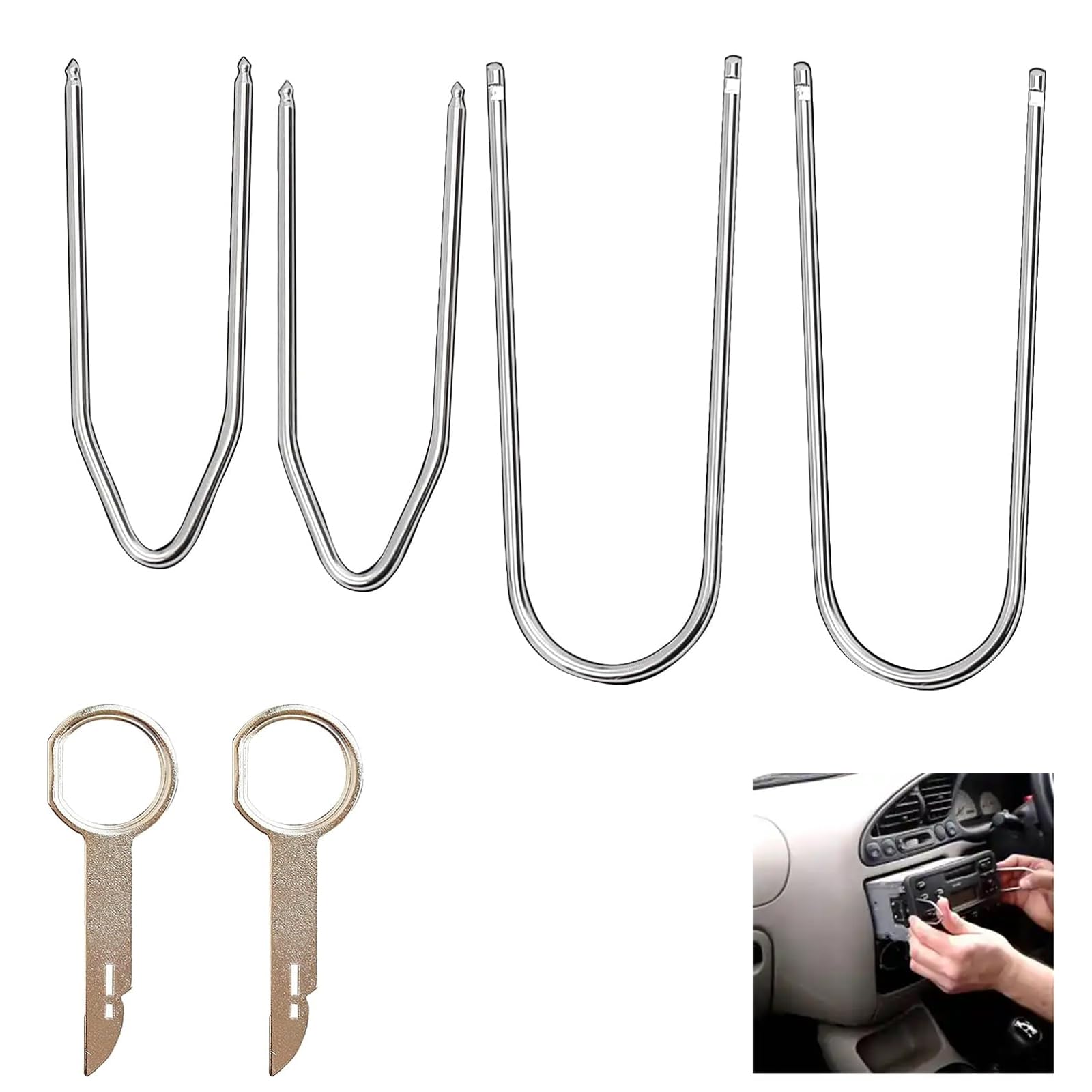 6-Piece Car Radio Removal Tool Kit - U & V Shape Keys for Stereo, DVD, Audio System Installation & Removal - Perfect for DIY Car Repairs & Upgrades