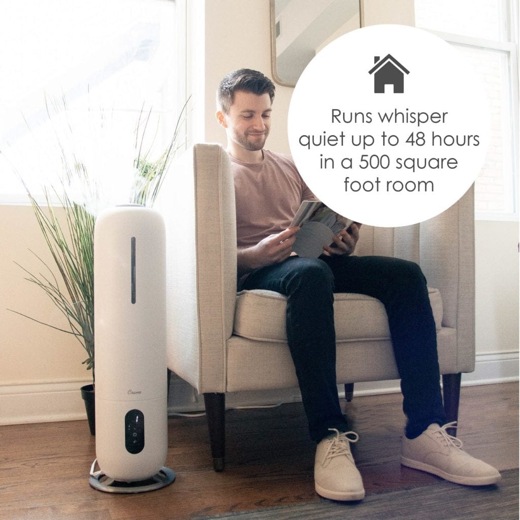 2 Gallon Tower Humidifier with UV Light - Quiet Ultrasonic Cool Mist for Large Rooms, Bedroom & Office - BPA-Free Air Moisturizer for Dry Skin, Allergies & Better Sleep