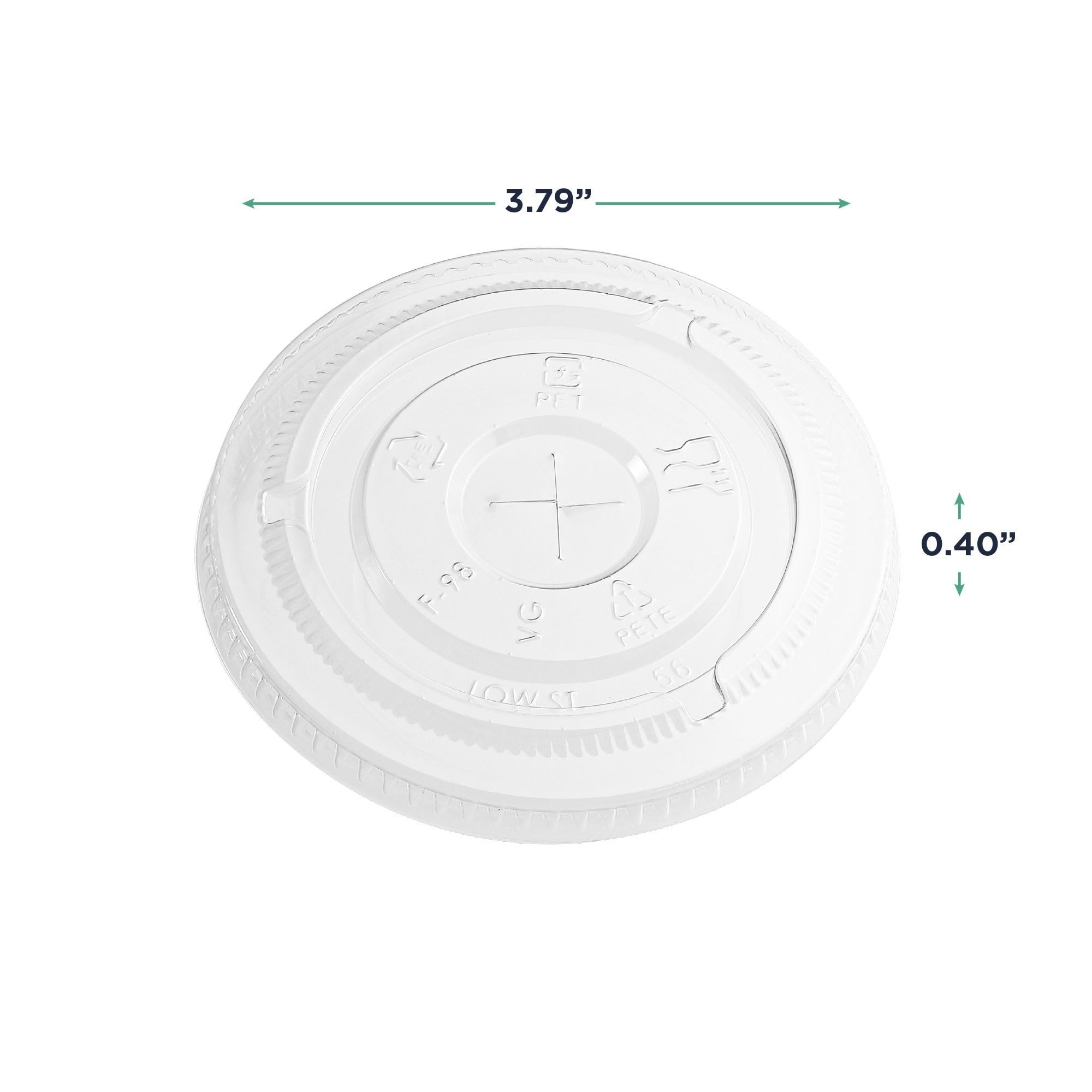 Eco-Friendly BlueStripe Recycled Plastic Cup Flat Lids - 1000 Pack, Fits 9-24oz Plastic Cups, 30% Post-Consumer Recycled PET (rPET) - Perfect for Cold Drinks, Iced Coffee, Smoothies & Snacks at Cafes, Restaurants & Events