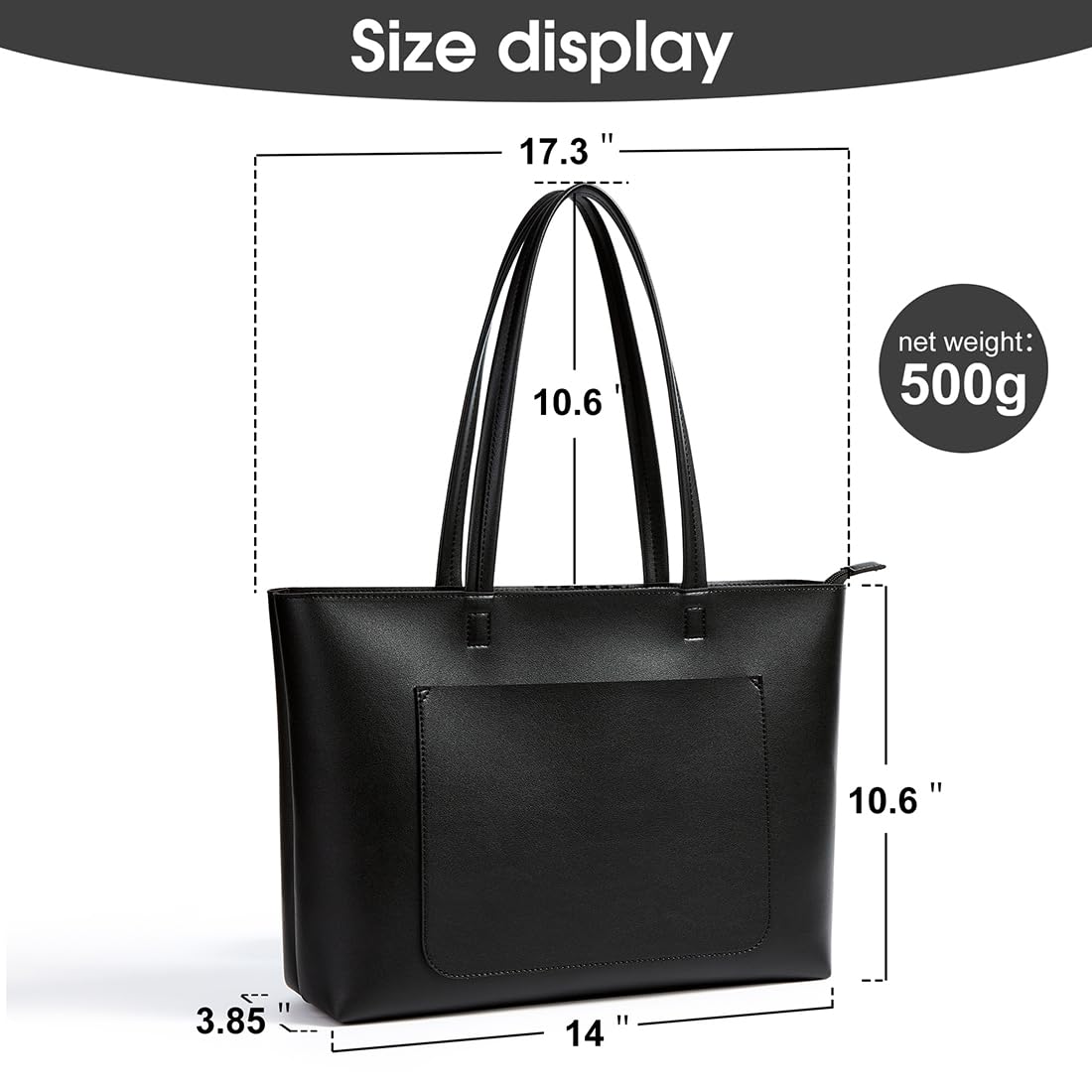 Stylish Vegan Leather Tote Bag for Women - Slim & Sturdy 18L Work Bag with Secure Zipper | Perfect for Office, Travel & Everyday Use