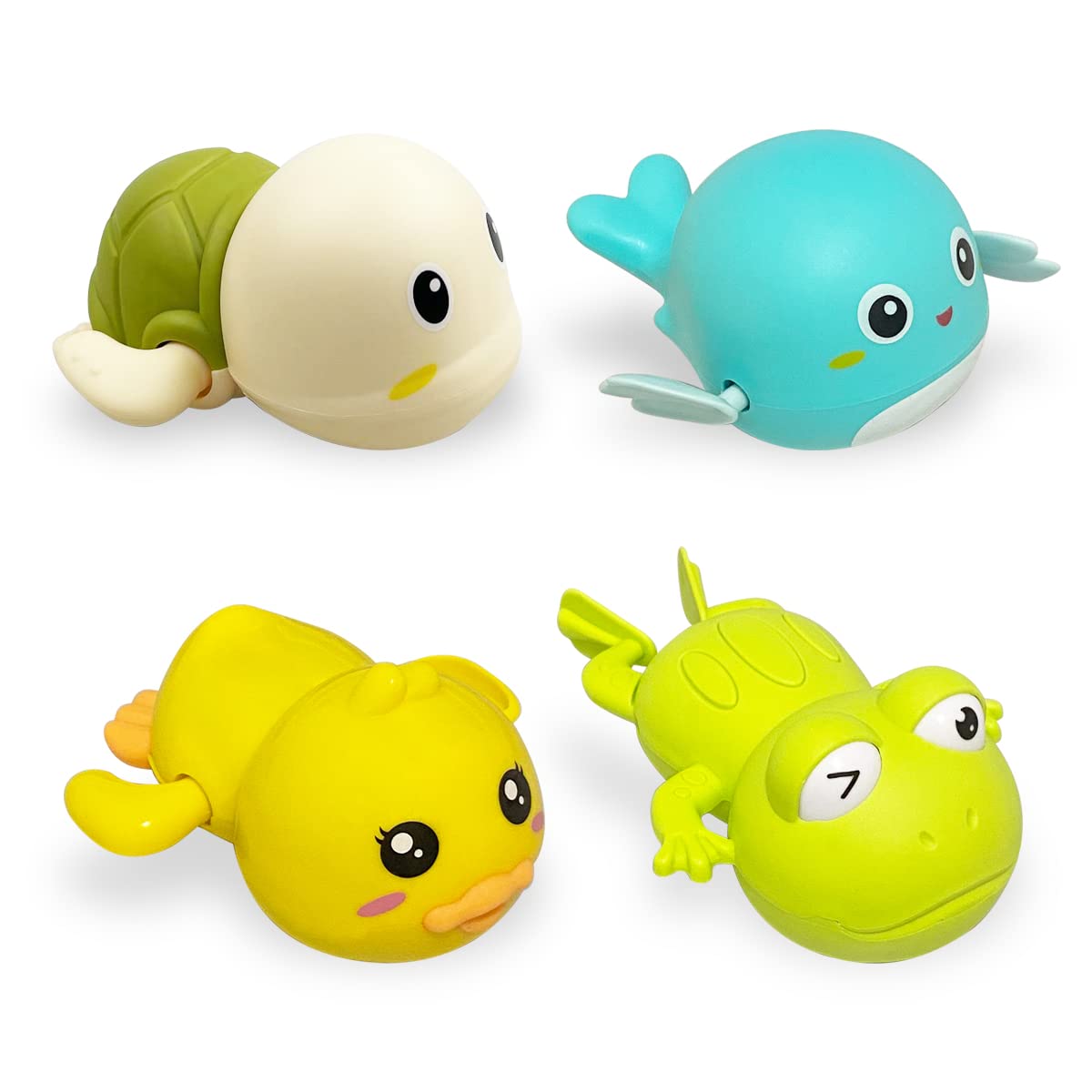 Jofan 4 Pack Wind Up Swimming Bath Toys - Floating Water Toys for Babies, Toddlers & Kids - Fun Bathtime & Pool Play - Perfect Christmas Stocking Stuffers & Gifts