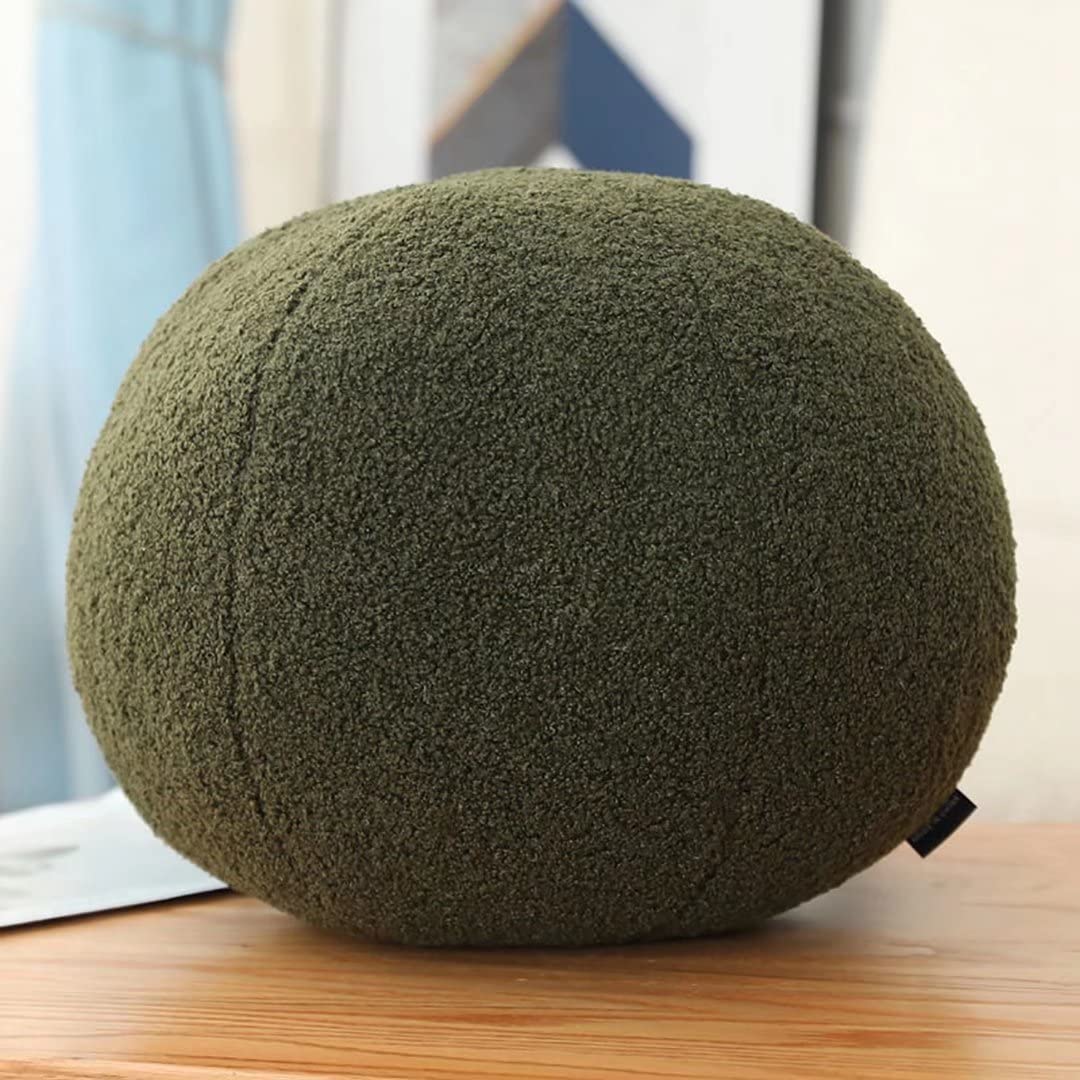 XLCNB Soft Plush Round Ball Throw Pillow - Fluffy Circle Decorative Cushion for Sofa, Chair, Bed & Car - 14x14 Inch Green Home Decor | Perfect for Living Room, Bedroom & Office Comfort