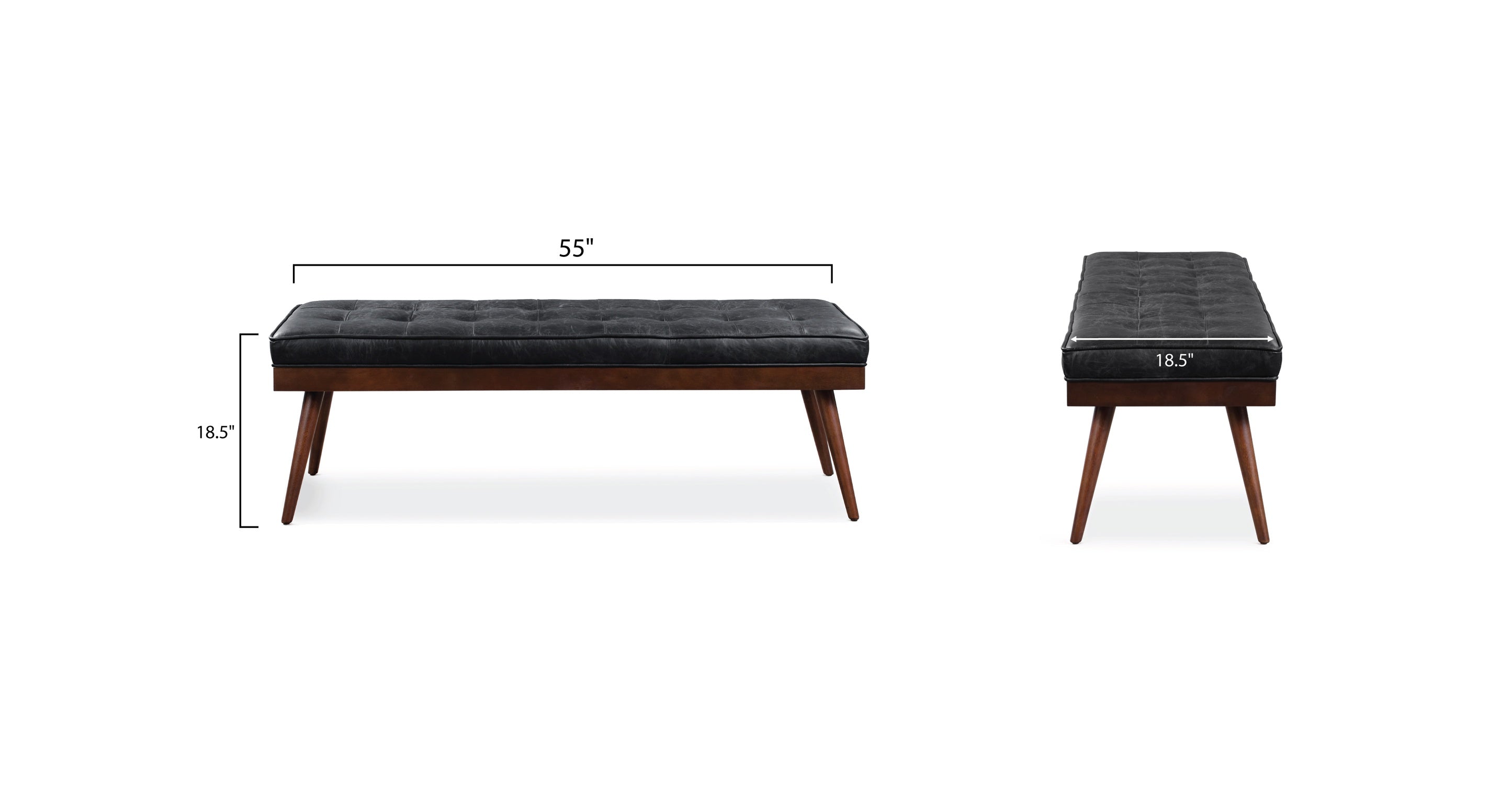 Luca Leather Bench - Modern Upholstered Storage Ottoman with Tufted Design for Living Room, Bedroom, or Entryway - Durable Faux Leather Seat with Sturdy Wooden Legs - Perfect for Extra Seating, Footrest, or Stylish Home Decor