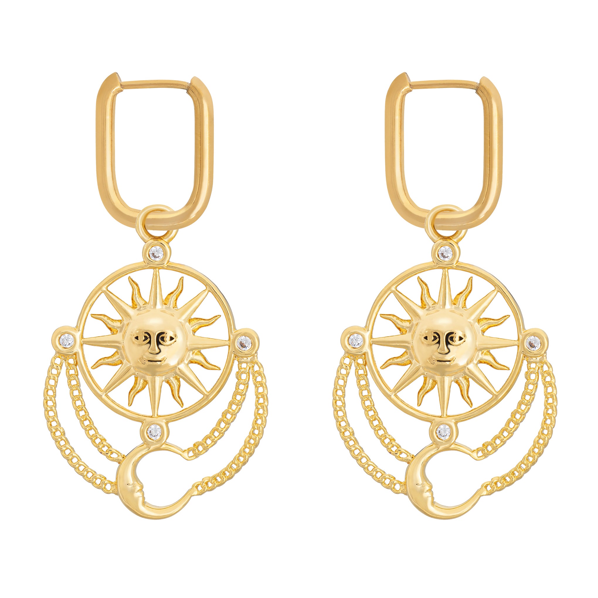 Sol e Luna Earrings - Elegant Moon and Sun Dangle Earrings for Women | Perfect for Parties, Weddings & Everyday Wear