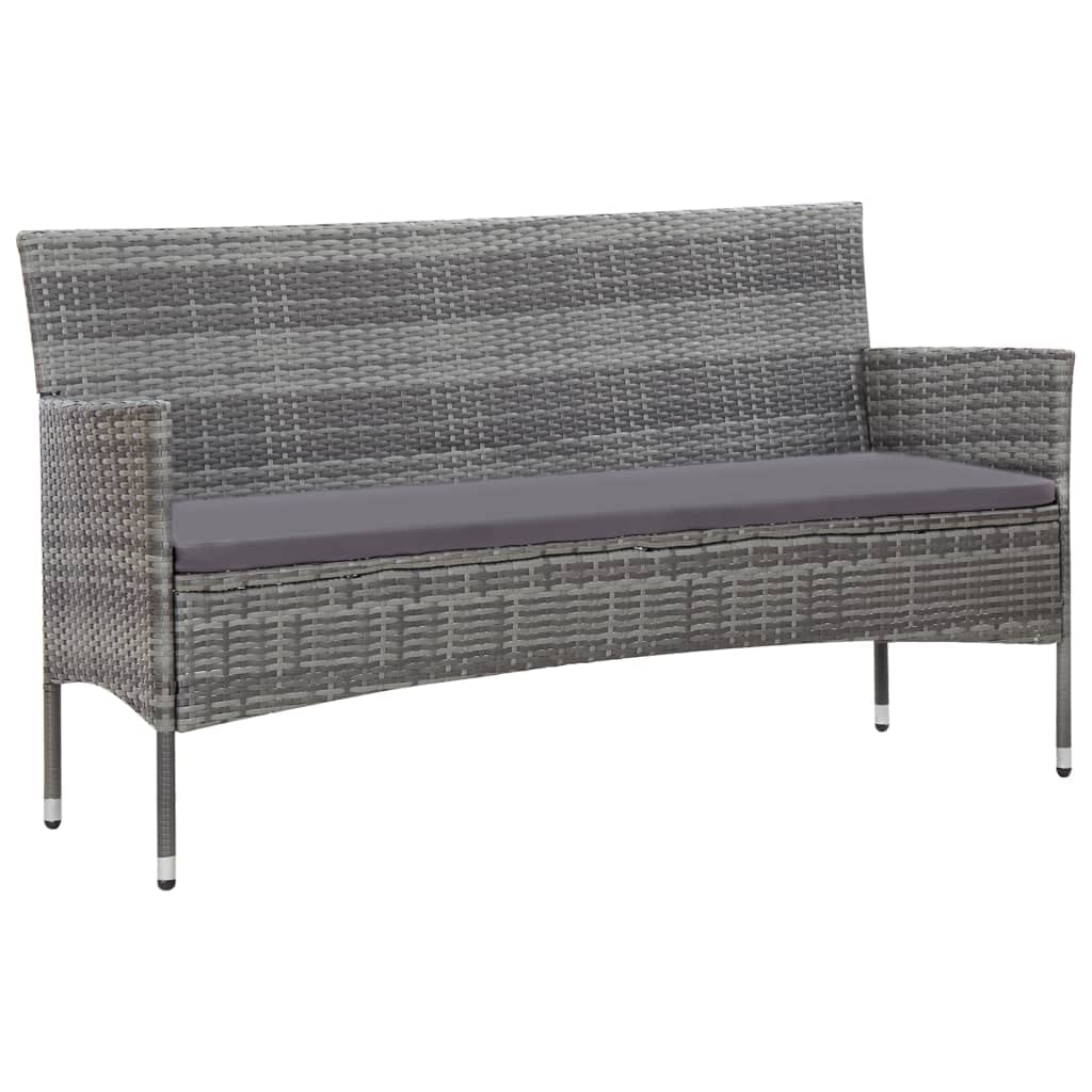 5-Piece Gray Poly Rattan Patio Furniture Set with Cushions & Coffee Table - Outdoor Sectional Sofa Conversation Set for Garden, Backyard, and Poolside Relaxation