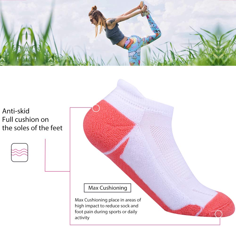 JOYNÉE Women's Athletic Running Socks - 6 Pack Low Cut Cushioned Sports Socks for Women, Breathable & Comfortable, Size 9-11 (White) - Perfect for Jogging, Gym Workouts & Everyday Wear