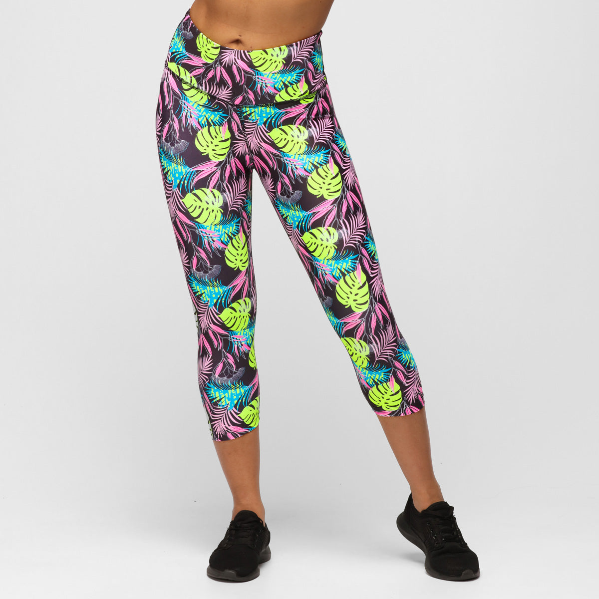 Twilight Palm Capri Pants - Women's Lightweight Casual Yoga Capris for Workout, Lounge & Travel - Comfortable Stretchy High Waist Leggings for Running, Gym & Everyday Wear