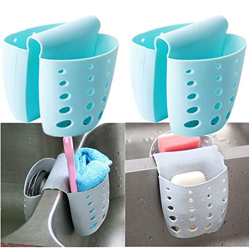 TOPBATHY 2-Pack Non-Slip Hanging Kitchen Organizer Rack - Bathroom & Sink Storage Basket for Sponges, Soap, and Utensils - Space Saving Faucet Mount Drying Rack for Kitchen Sink Accessories (Perfect for Small Spaces & Clutter-Free Organization)