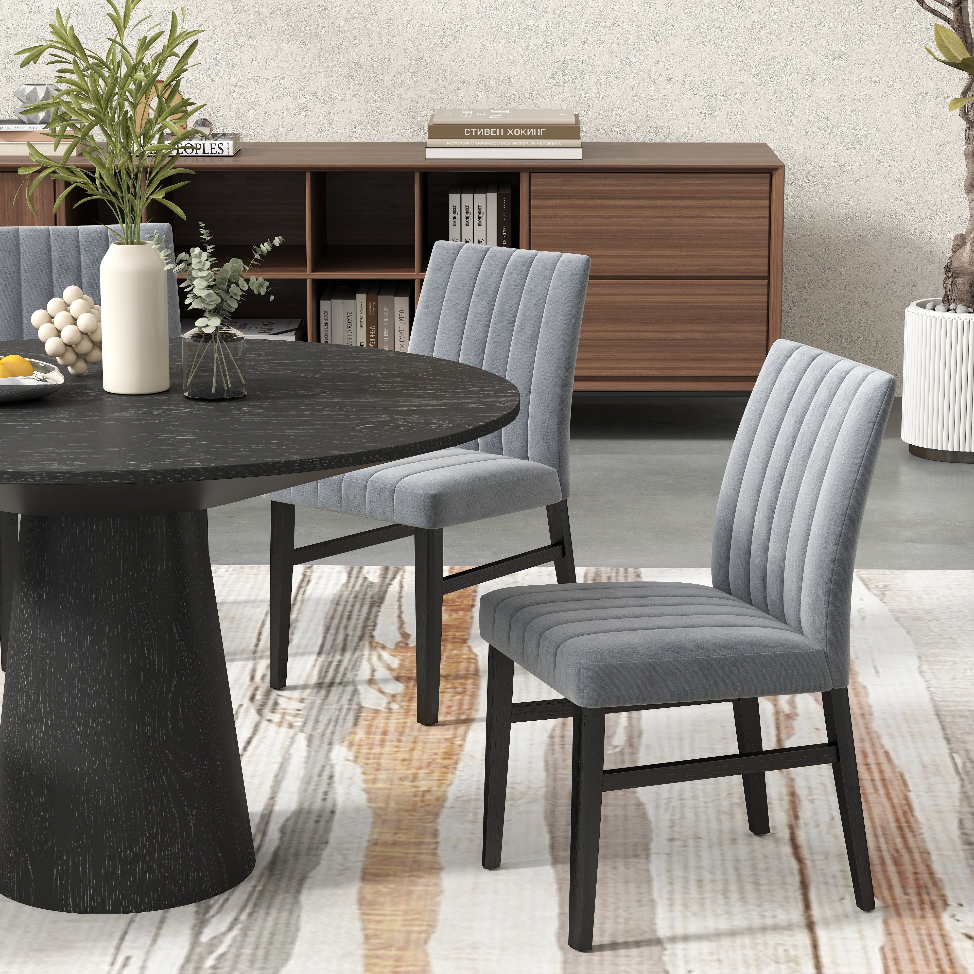 Roundhill Furniture Wendell Contemporary Upholstered Dining Chairs Set of 2 - Modern Kitchen & Dining Room Seating for Home & Restaurant Use