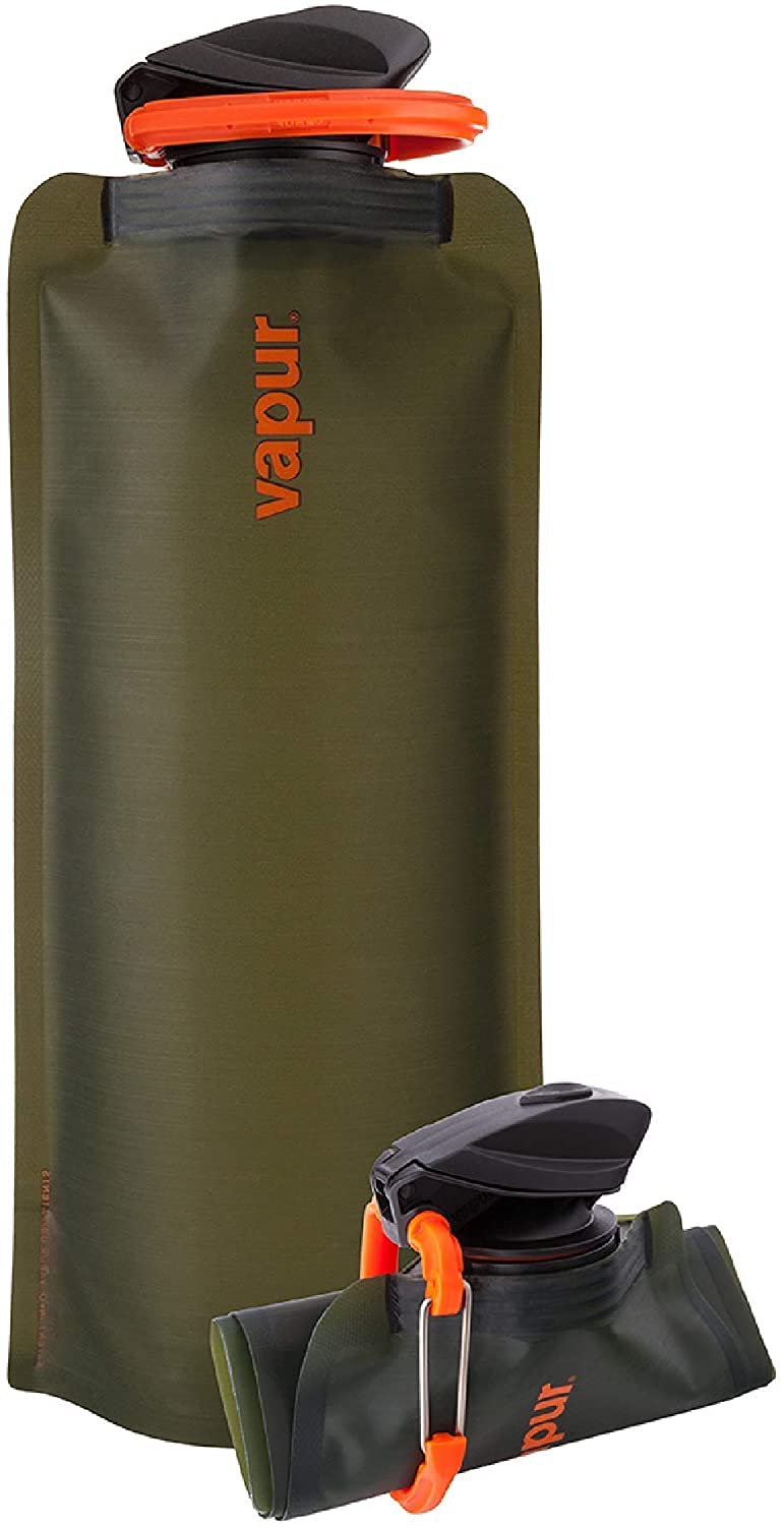 Vapur Solid Flexible Water Bottle - BPA Free, Collapsible, Lightweight & Leak Proof with Carabiner Clip - Perfect for Hiking, Camping, Travel & Outdoor Adventures