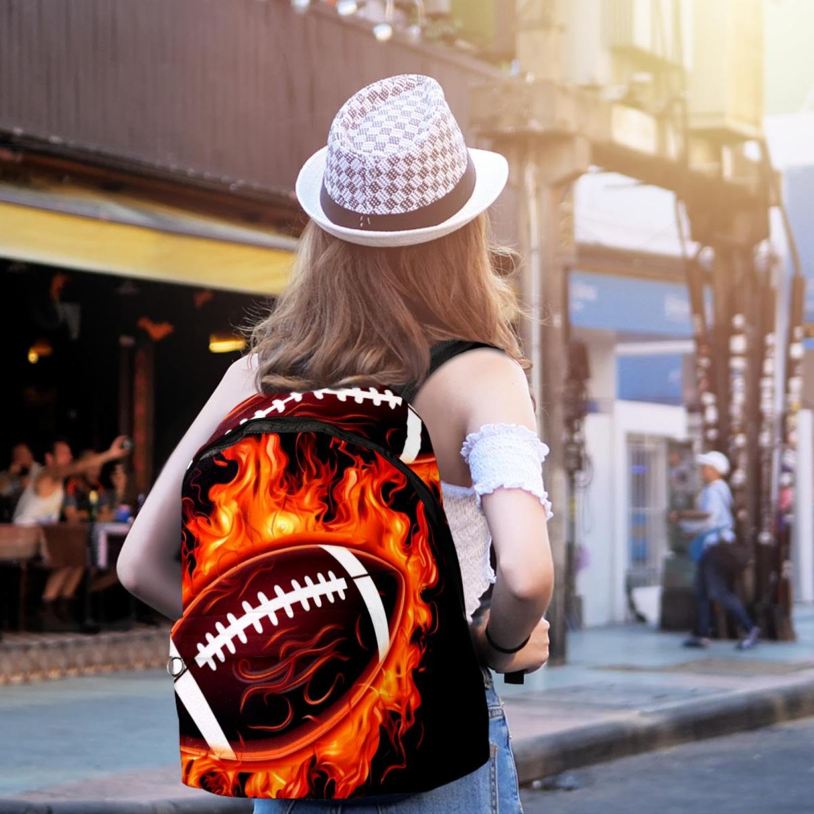 Men's & Women's Travel Backpack - Durable American Football Design Backpack for Hiking, Commuting & College Use