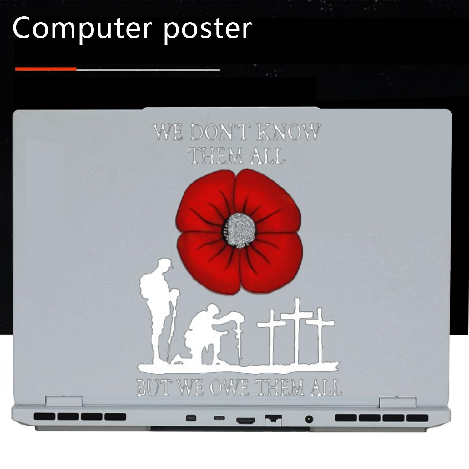 Red Poppy 'We Owe Them All' Waterproof Vinyl Sticker - Patriotic Car Decal for Veterans, Memorial Day & Armistice Day - Durable Laptop, Truck & Fridge Decoration (Red, Small) - Perfect for Honoring Military Heroes on Vehicles & Personal Items
